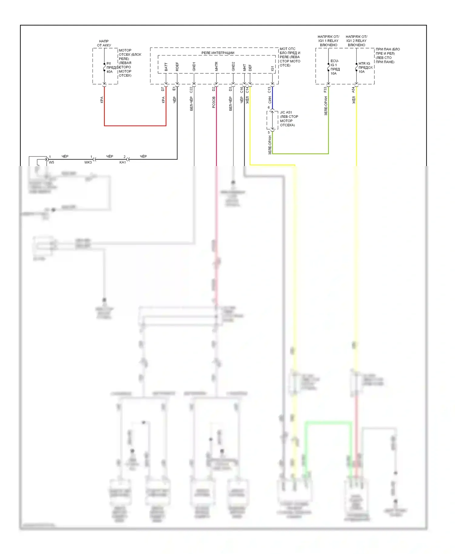 Sienna Toyota III (2010-2014): Электросхема зеркального нагревателя и заднего подогрева 