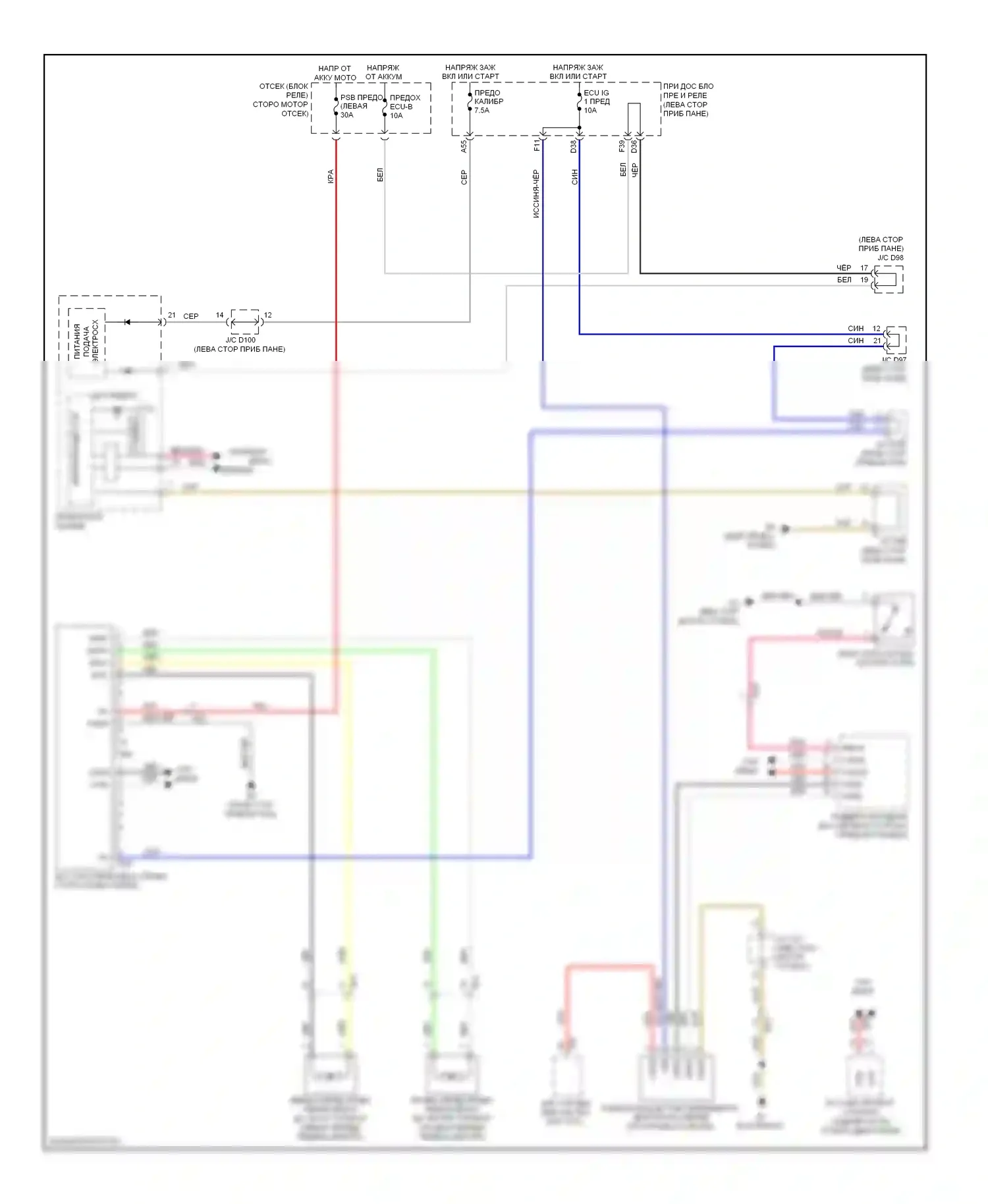 Sienna Toyota III (2010-2014): Электросхема до экстренного торможения 