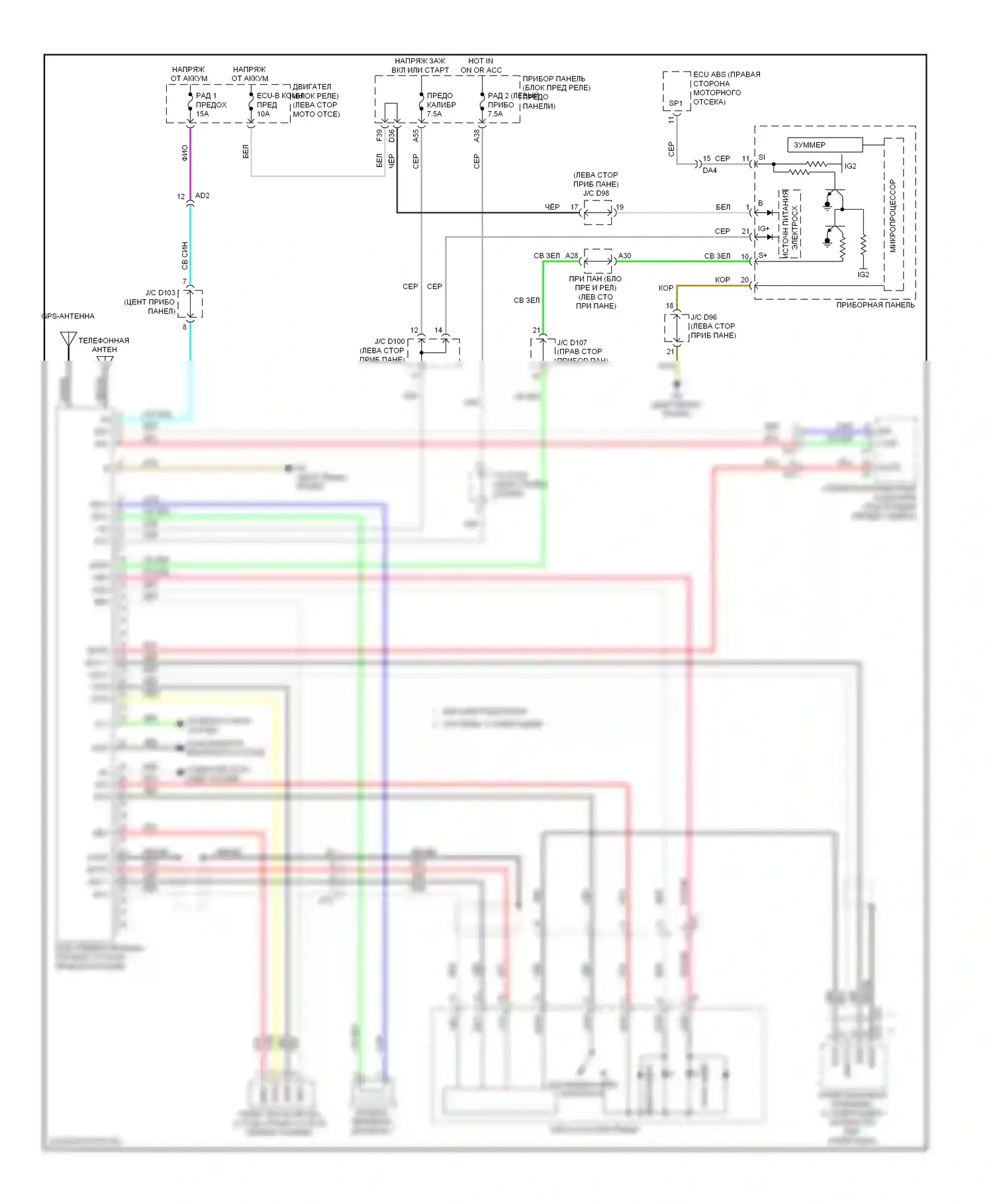Sienna Toyota III (2010-2014): Электросхема телематики 