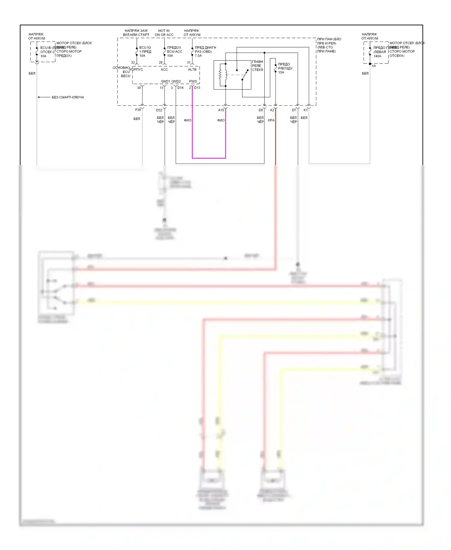 Sienna Toyota III (2010-2014): Электросхема стёкол задней четверти 