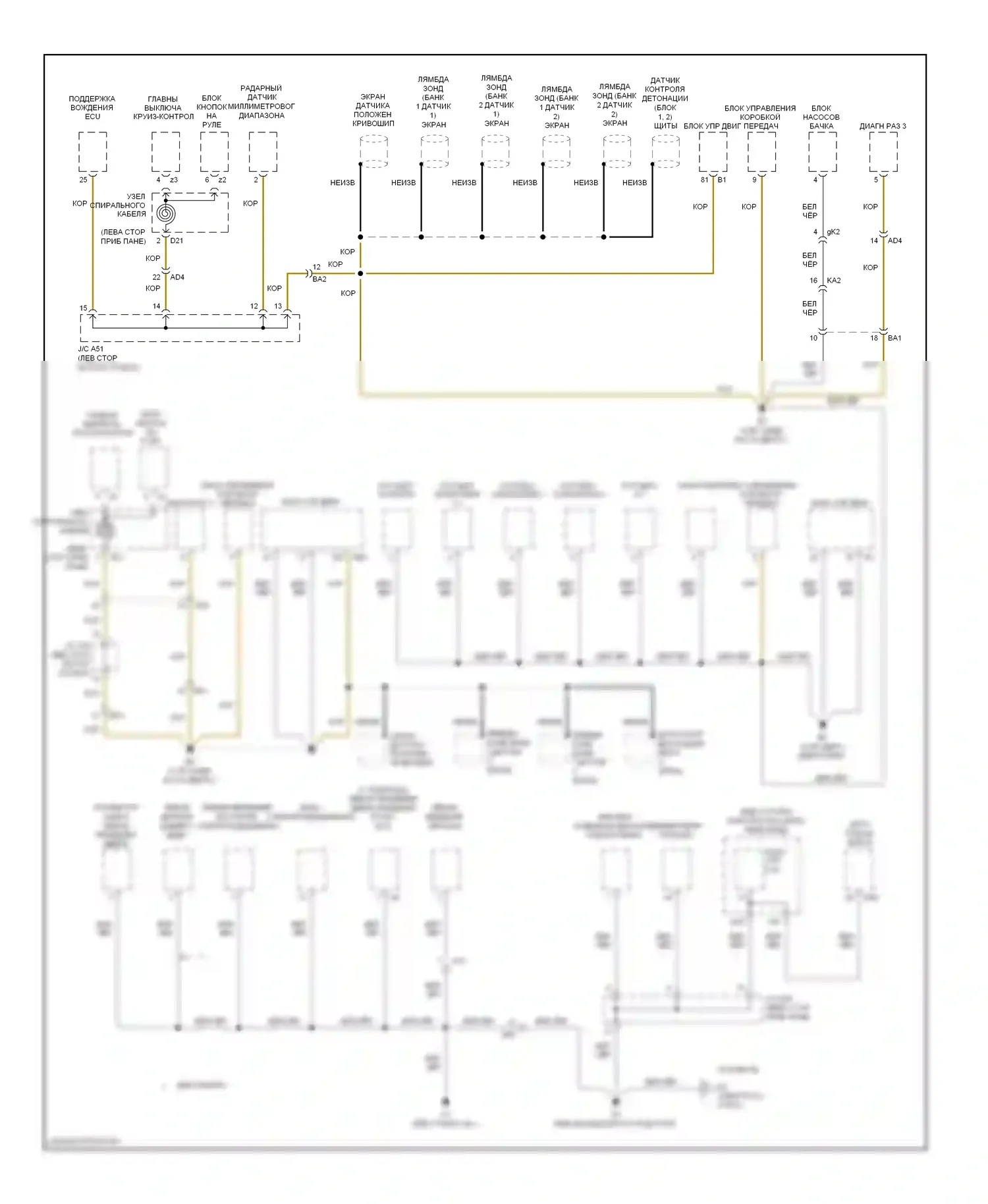 Sienna Toyota III (2010-2014): Электросхема разводки массы (2 из 6) 