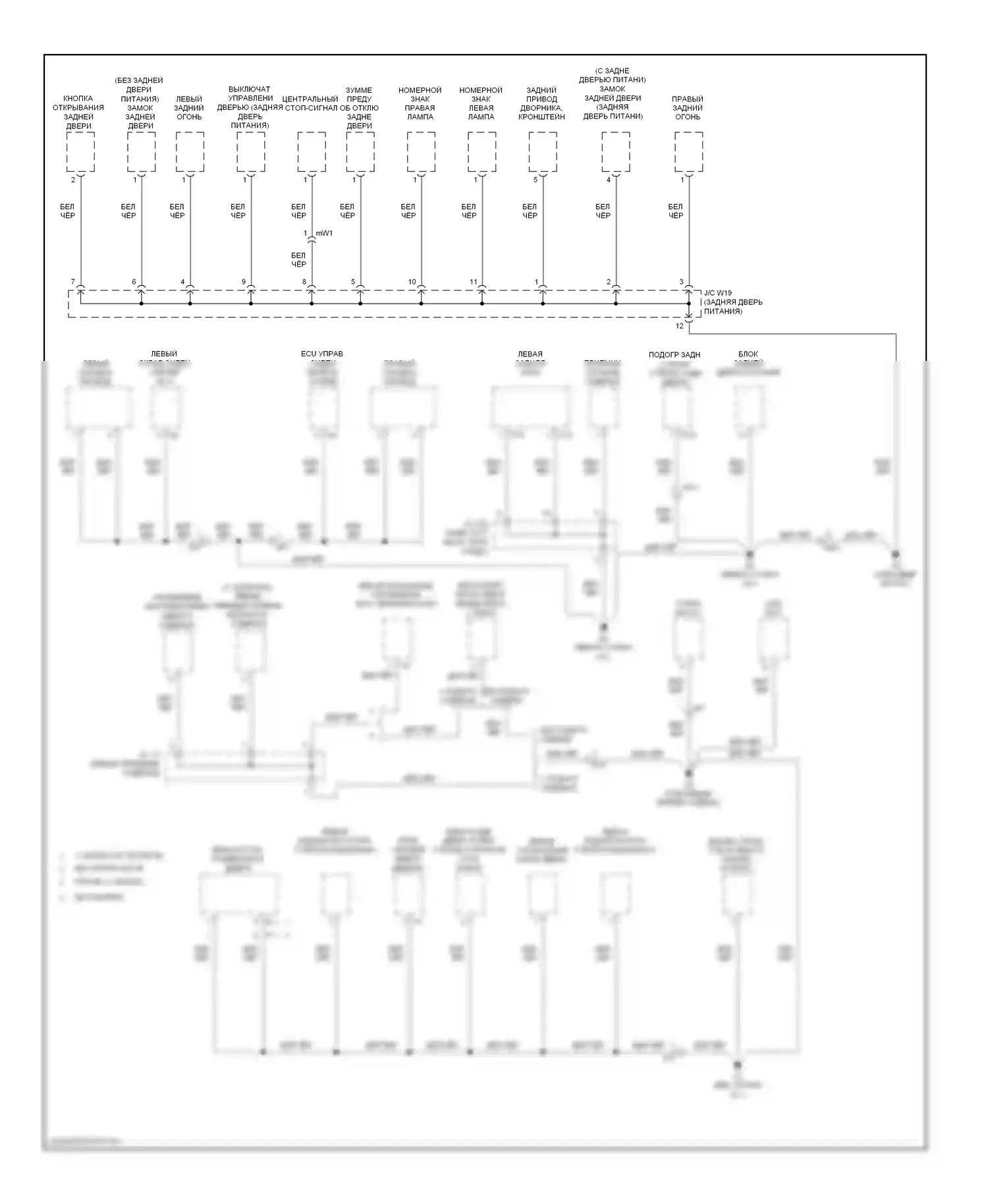Sienna Toyota III (2010-2014): Электросхема разводки массы (6 из 6) 