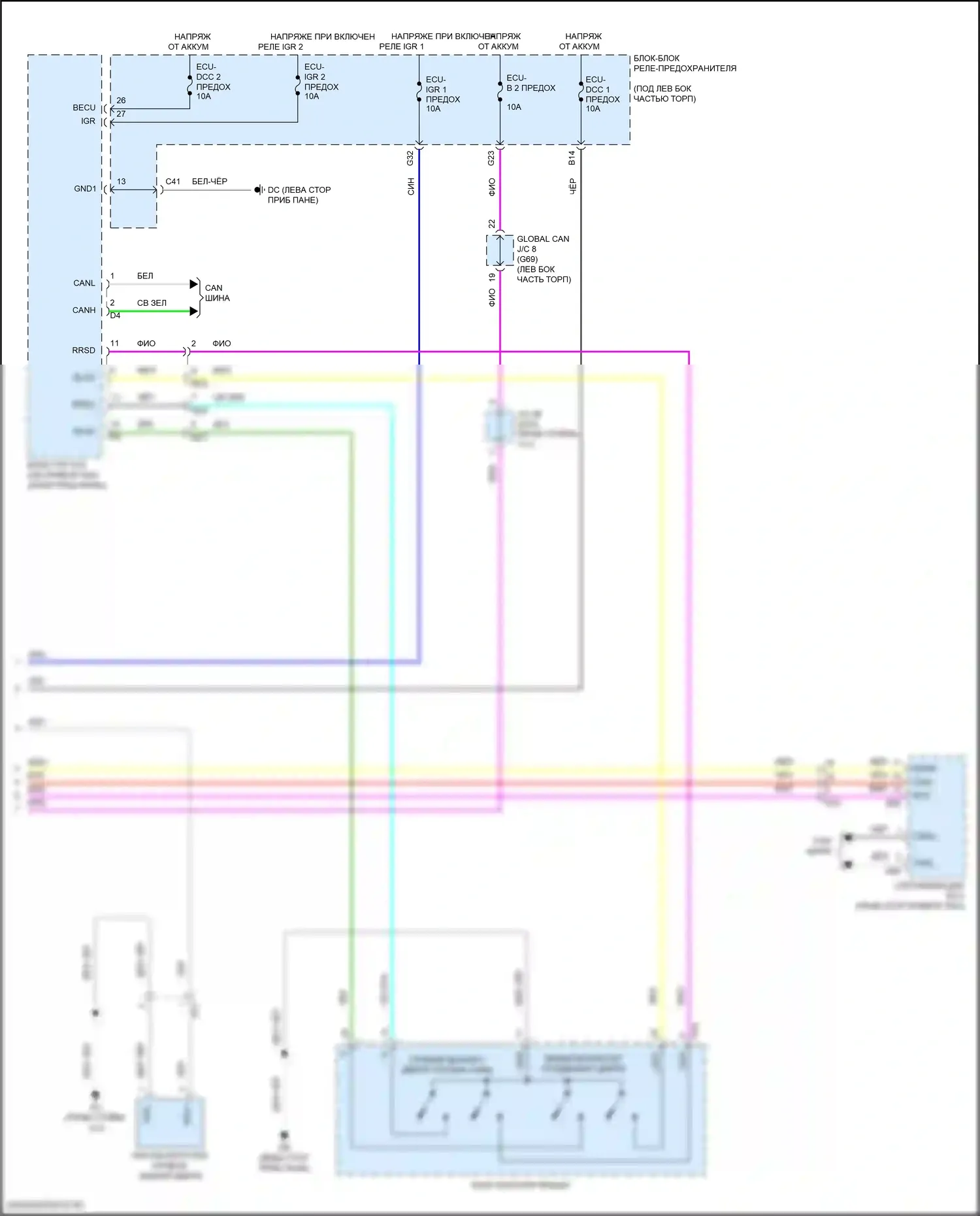 Sienna Toyota IV (2020-2024): Электросхема раздвижной двери (4 из 4) 