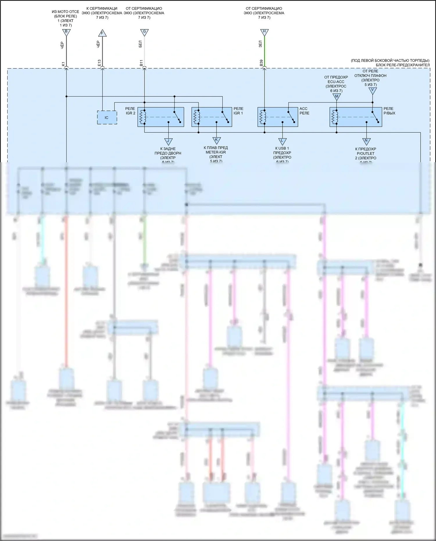 Sienna Toyota IV (2020-2024): Электросхема блока предохранителей реле (3 из 7) 