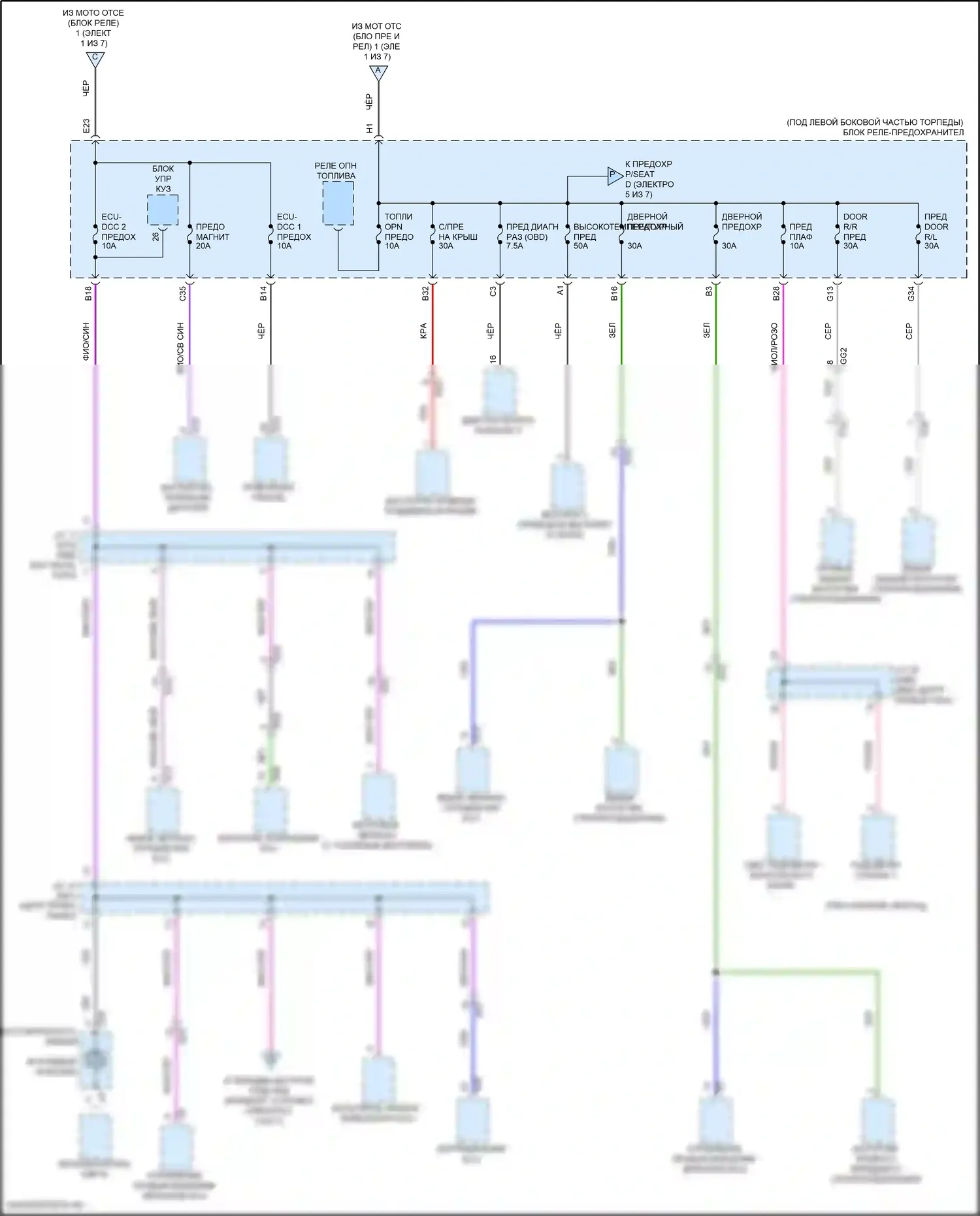 Sienna Toyota IV (2020-2024): Электросхема блока предохранителей реле (4 из 7) 