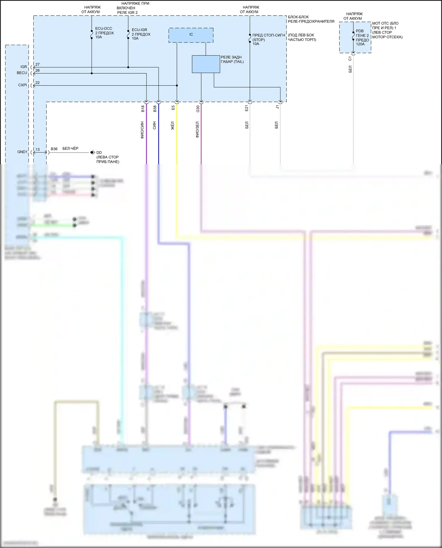 Sienna Toyota IV (2020-2024): Электросхема фар и фонарей (1 из 5) 
