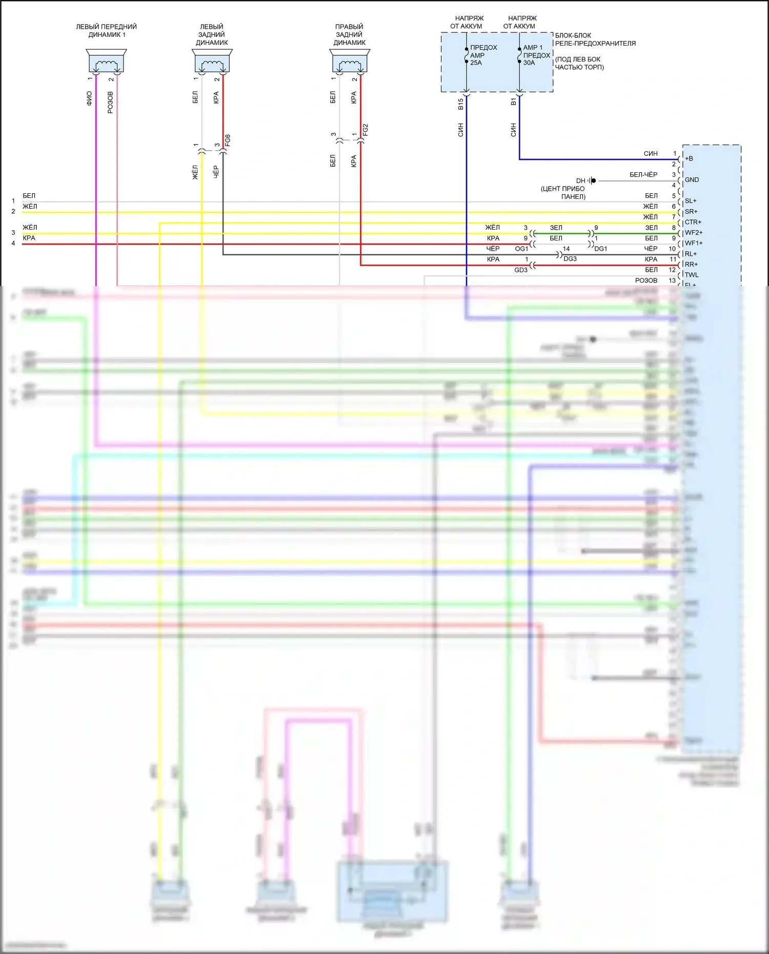 Sienna Toyota IV (2020-2024): Электросхема магнитолы, с отдельным усилителем (9 из 9) 