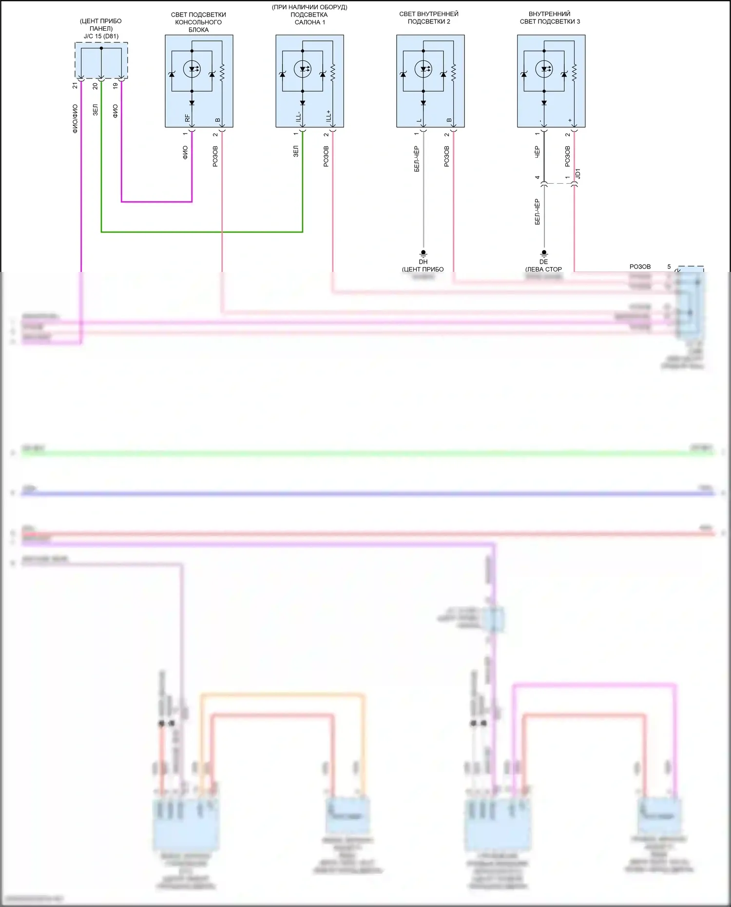 Sienna Toyota IV (2020-2024): Электросхема освещения салона (3 из 4) 