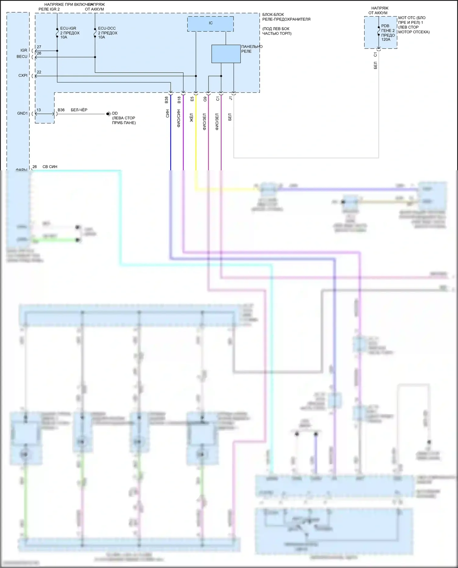 Sienna Toyota IV (2020-2024): Электросхема подсветки приборной панели (1 из 4) 