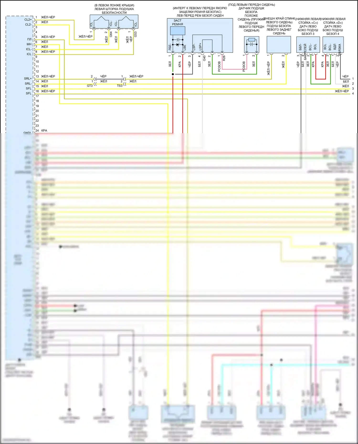 Sienna Toyota IV (2020-2024): Электросхема подушек безопасности (1 из 3) 