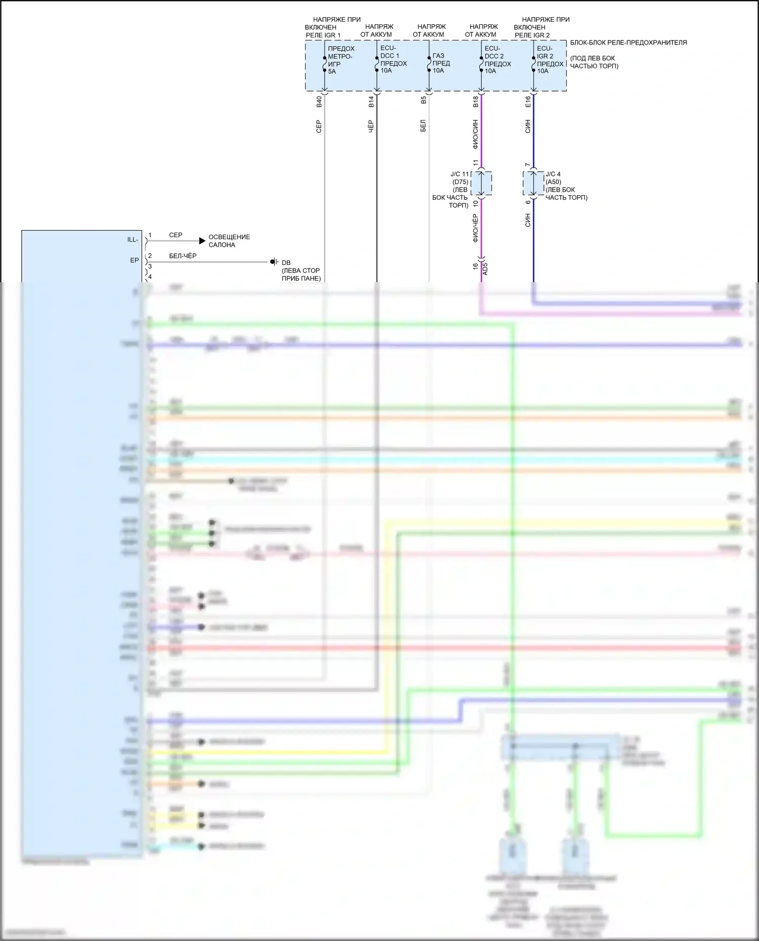 Sienna Toyota IV (2020-2024): Электросхема приборной панели (1 из 3) 