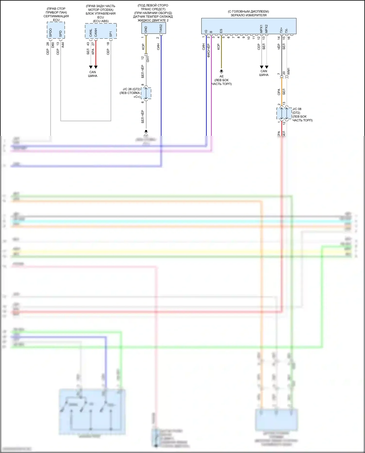 Sienna Toyota IV (2020-2024): Электросхема приборной панели (2 из 3) 
