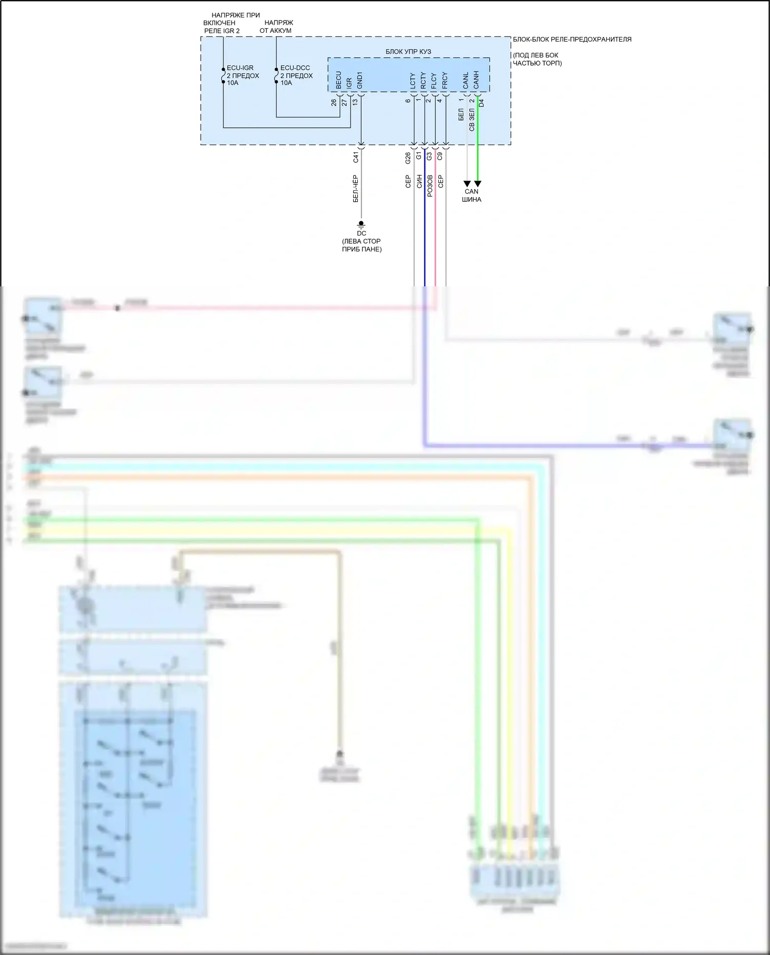 Sienna Toyota IV (2020-2024): Электросхема приборной панели (3 из 3) 