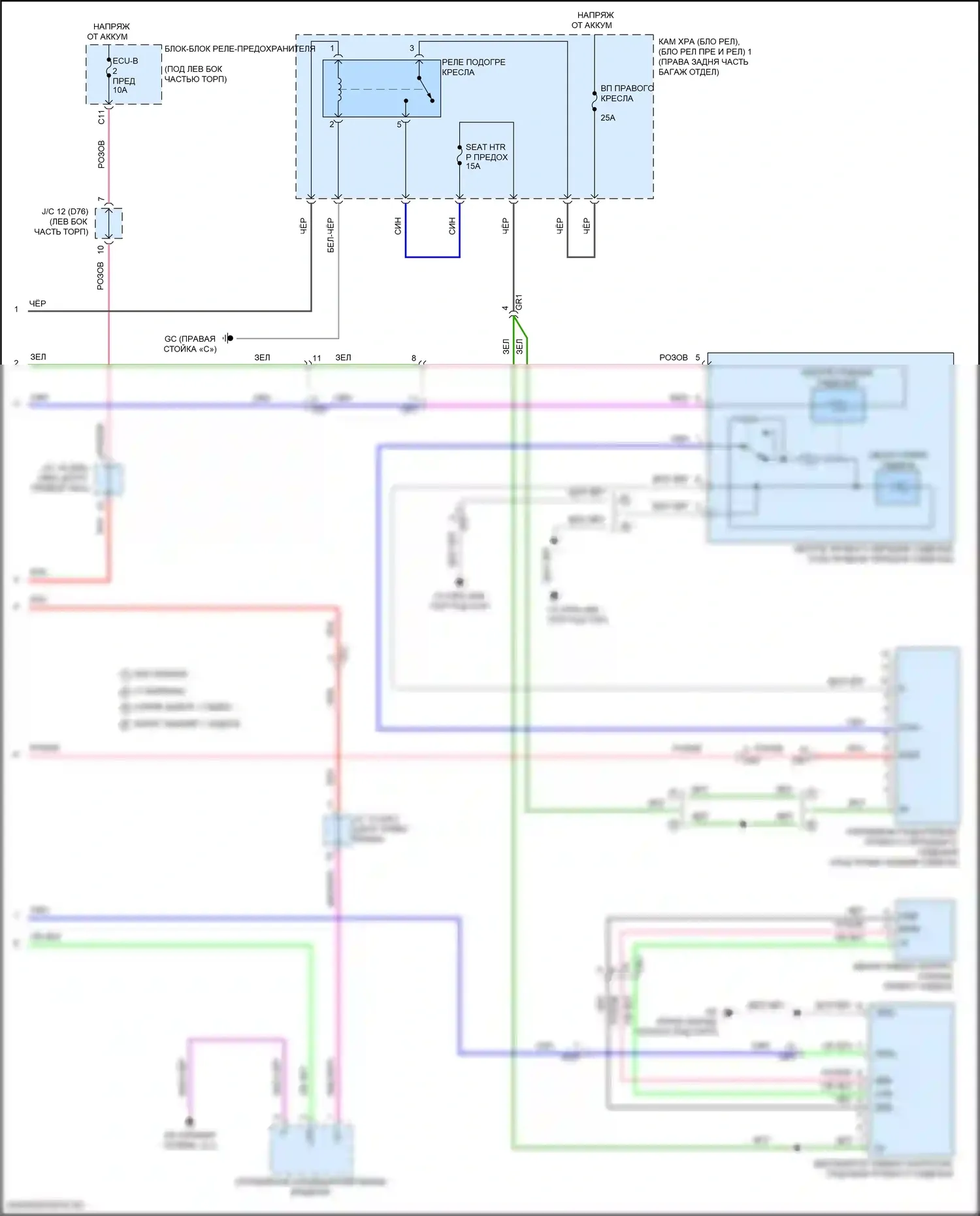 Sienna Toyota IV (2020-2024): Электросхема передних обогреваемых сидений, с сиденьем климат-контроля (2 из 2) 