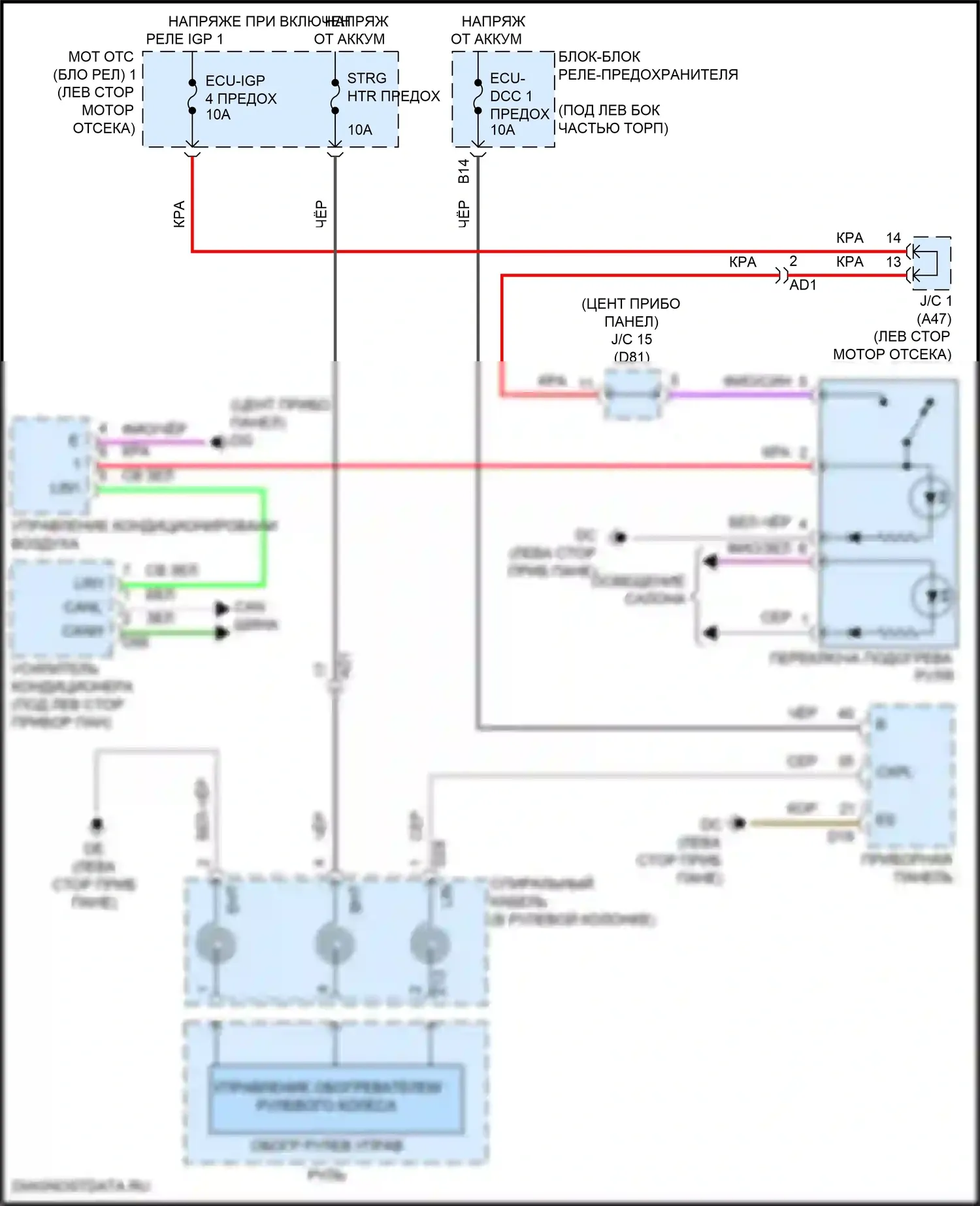 Sienna Toyota IV (2020-2024): Электросхема рулевого колеса с подогревом 