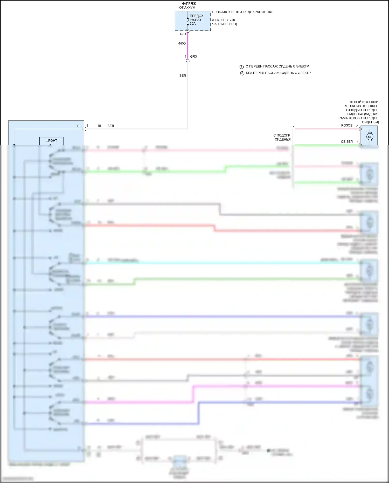Sienna Toyota IV (2020-2024): Питание водительского сиденья электросхема 