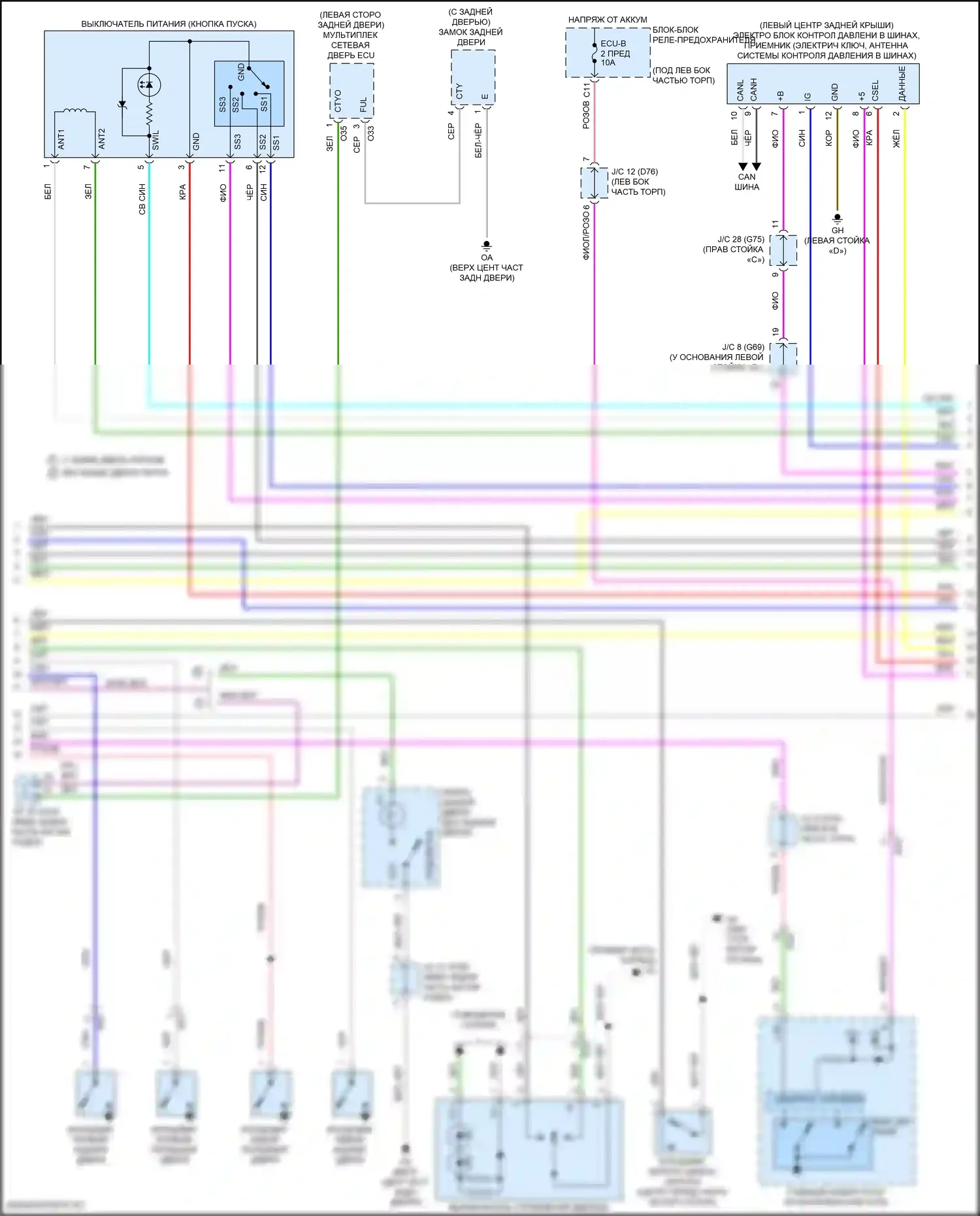 Sienna Toyota IV (2020-2024): Электросхема защиты от взлома (3 из 4) 