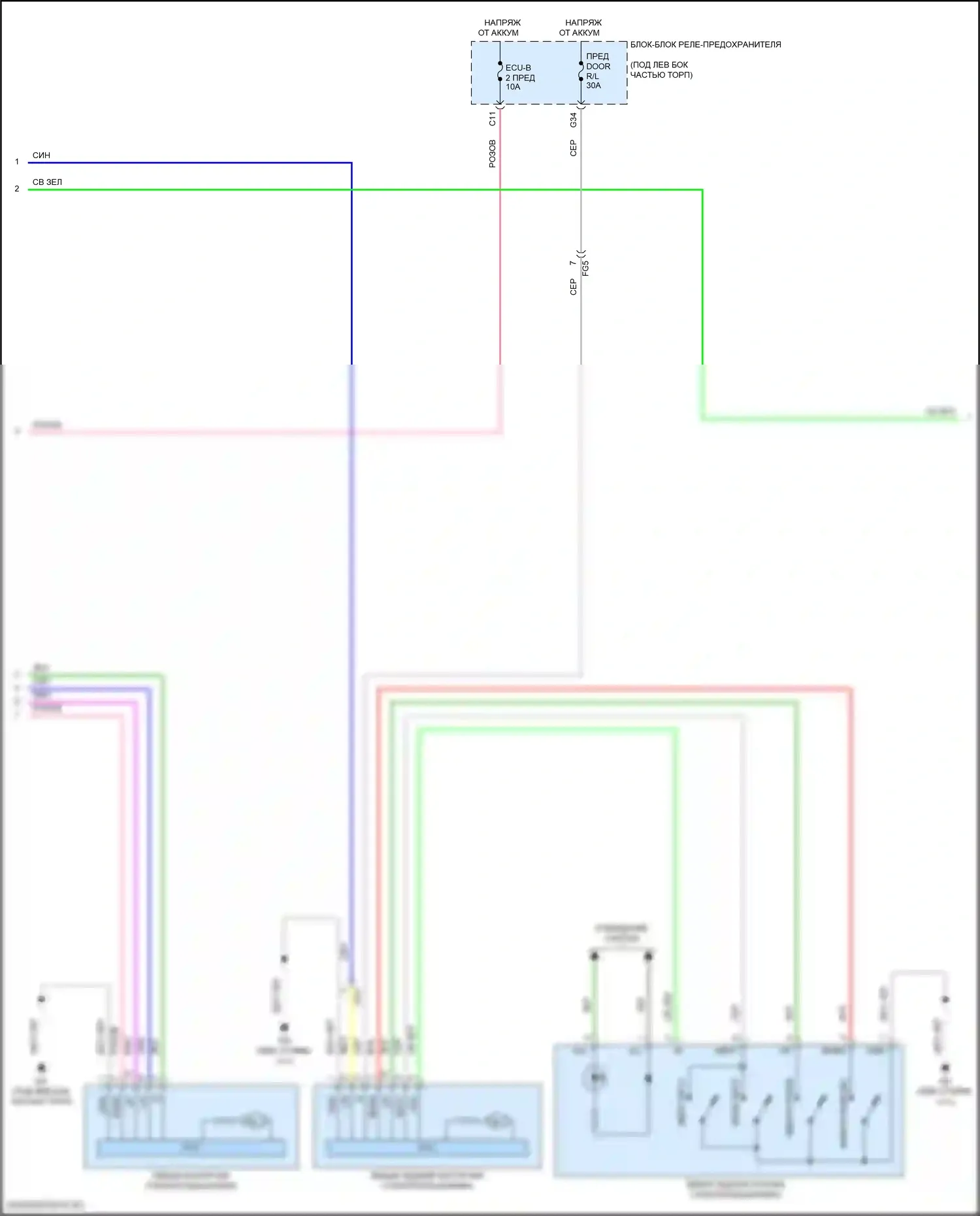 Sienna Toyota IV (2020-2024): Электросхема стеклоподъемников (2 из 3) 