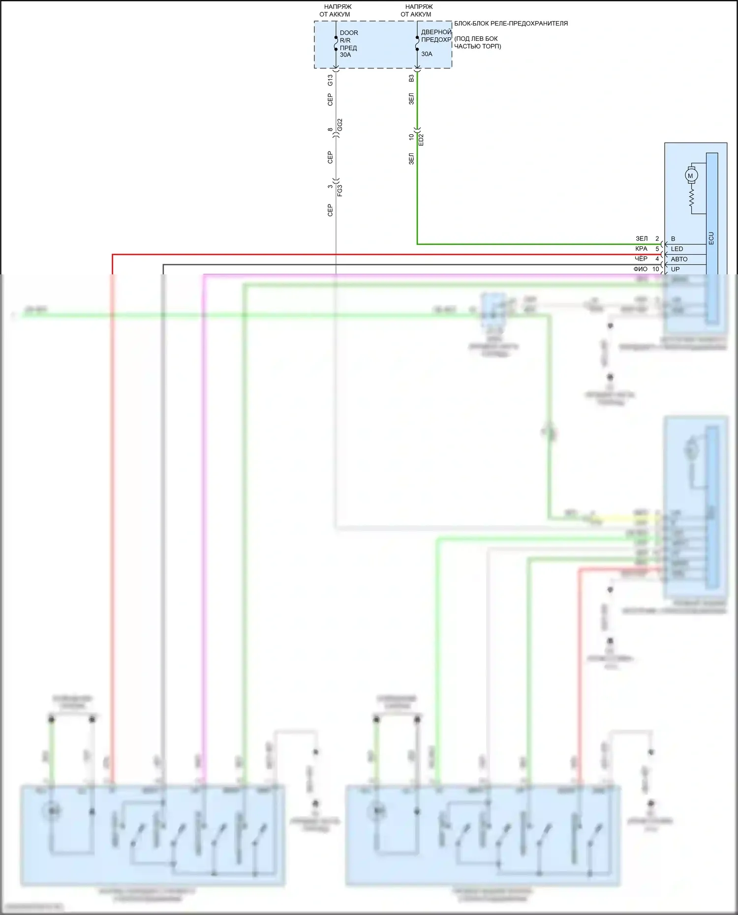 Sienna Toyota IV (2020-2024): Электросхема стеклоподъемников (3 из 3) 