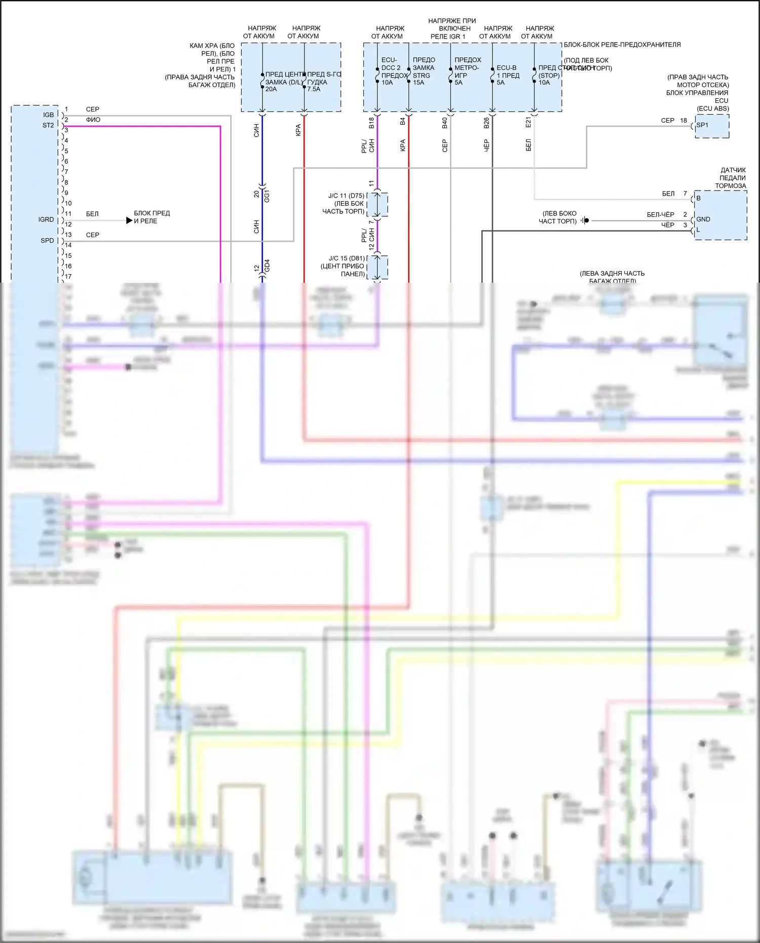 Sienna Toyota IV (2020-2024): Электросхема центрального замка (1 из 4) 
