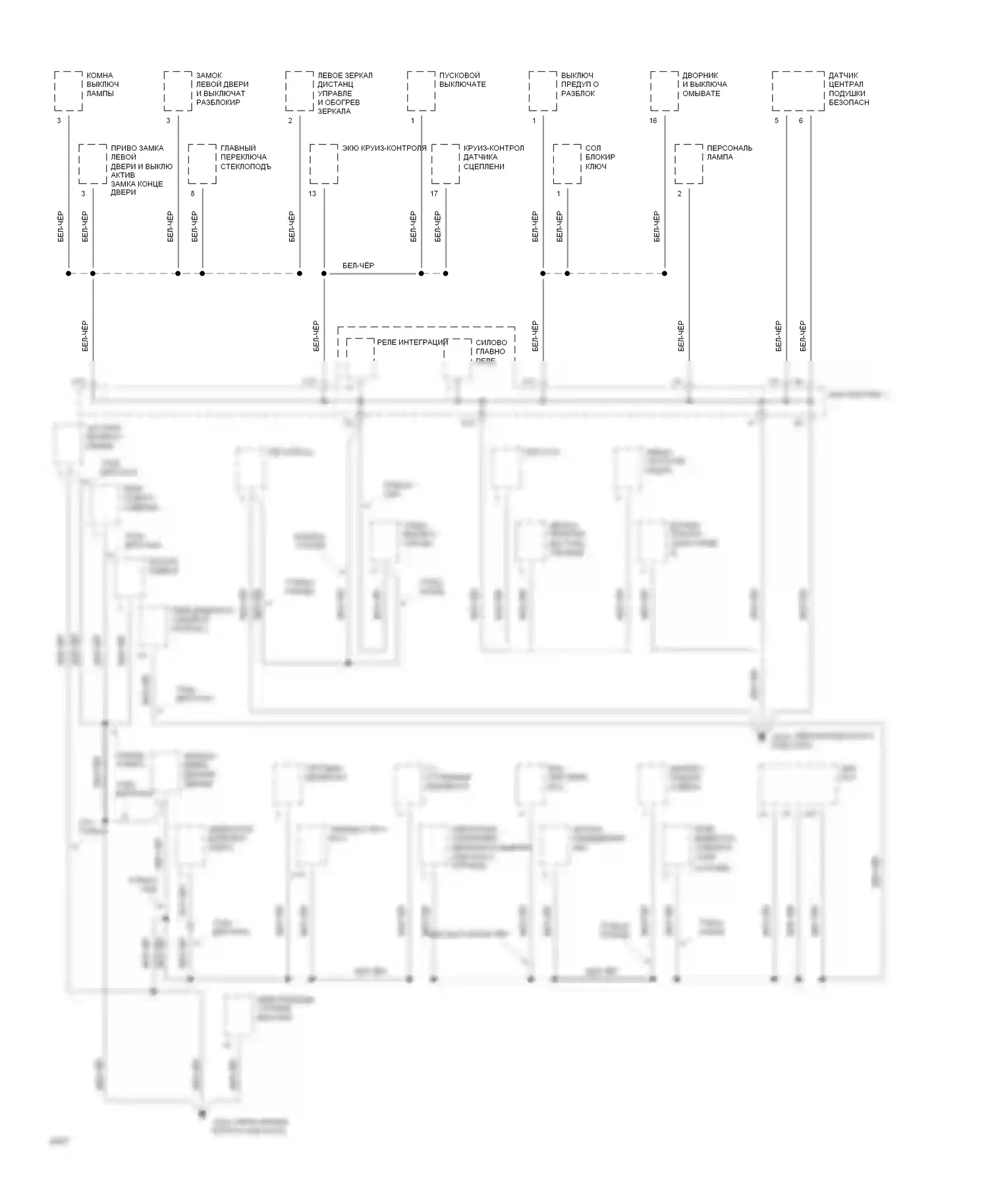 Supra Toyota A80 (1993-1996): Электросхема точек подключения масс (3 из 4) 