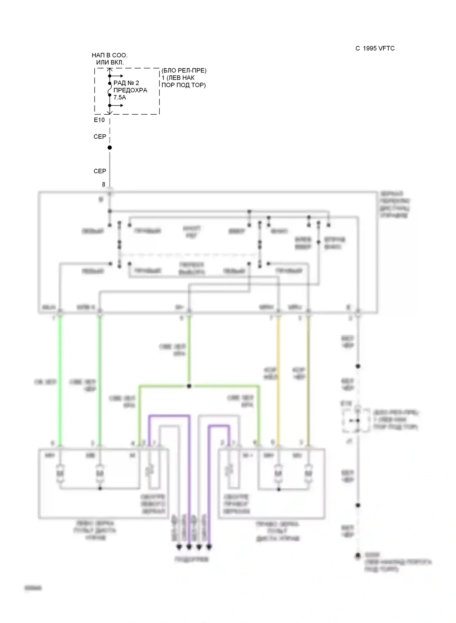 Supra Toyota A80 (1993-1996): Электросхема силового зеркала 