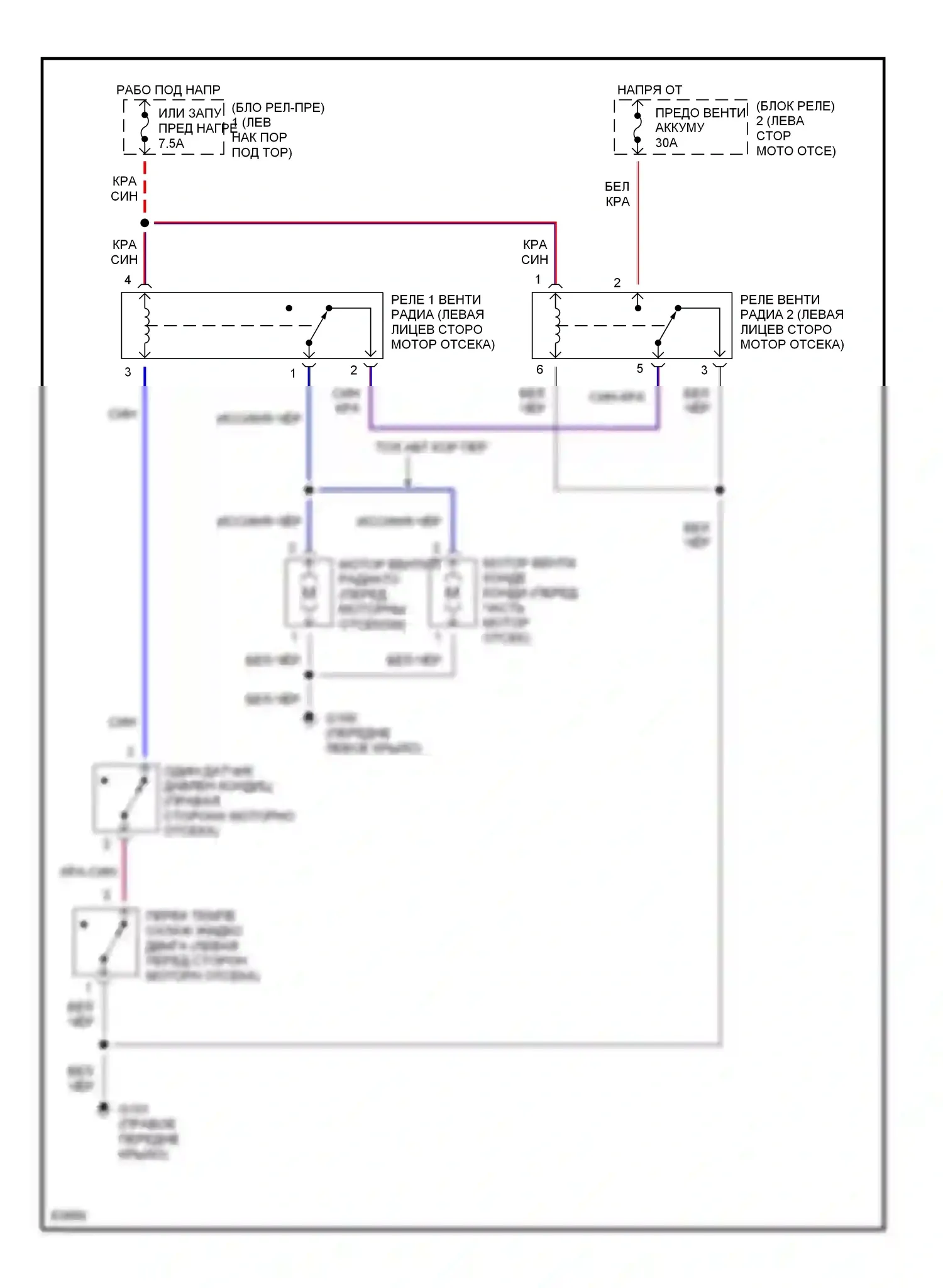 Supra Toyota A80 (1993-1996): Электросхема вентилятора охлаждения 