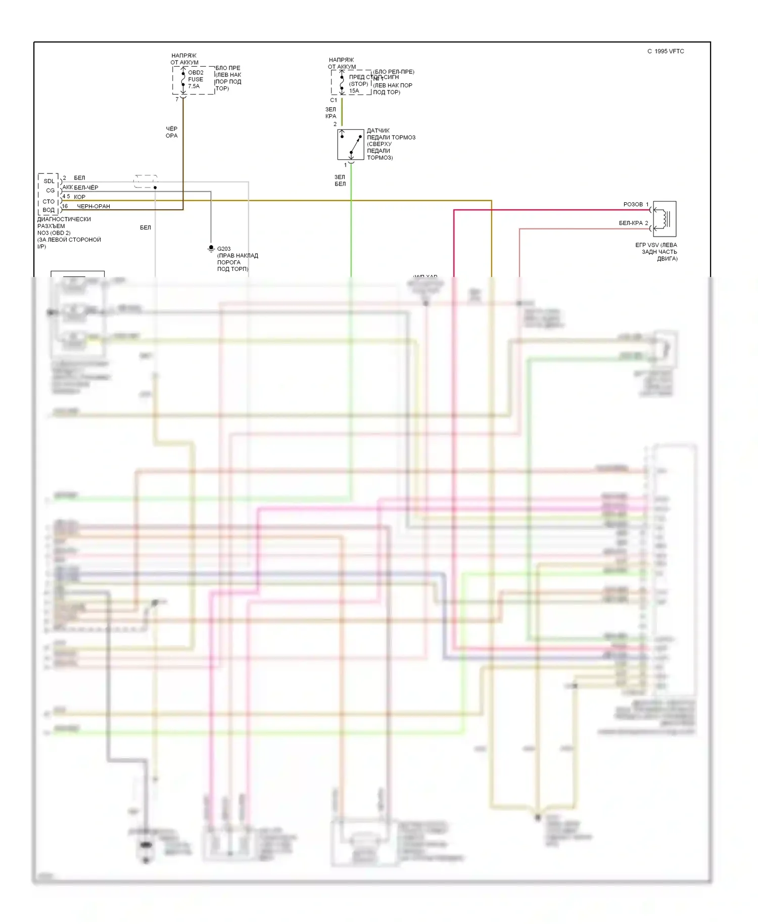 T100 Toyota I (1992-1998): Электросхема двигателя 2.7ls, автоматическая коробка передач (3 из 3) 
