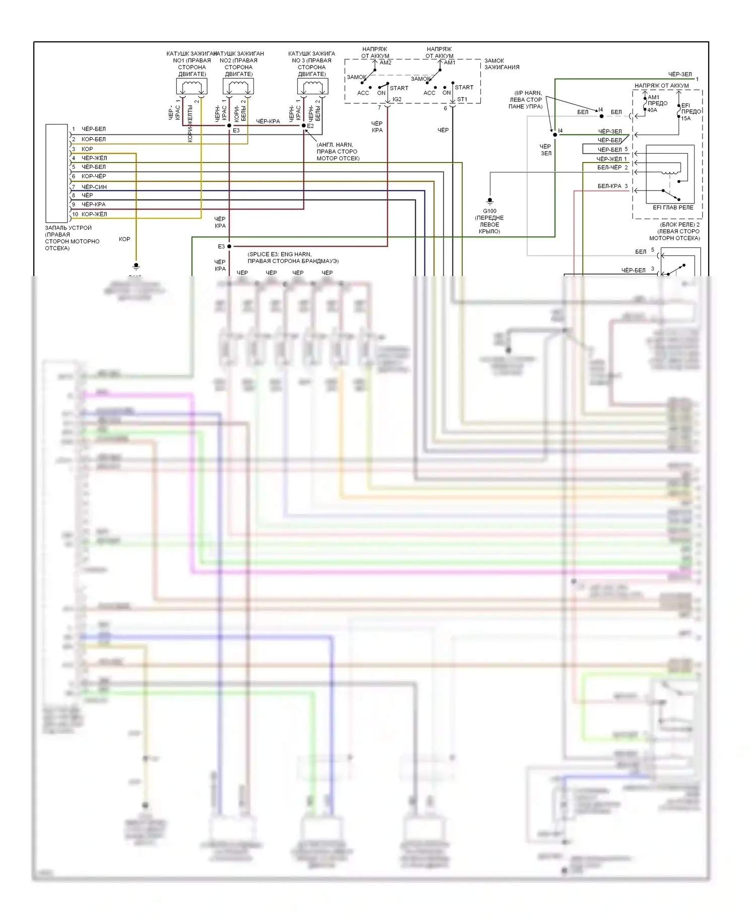 T100 Toyota I (1992-1998): Электросхема двигателя 3.4ls, механическая коробка передач (1 из 4) 