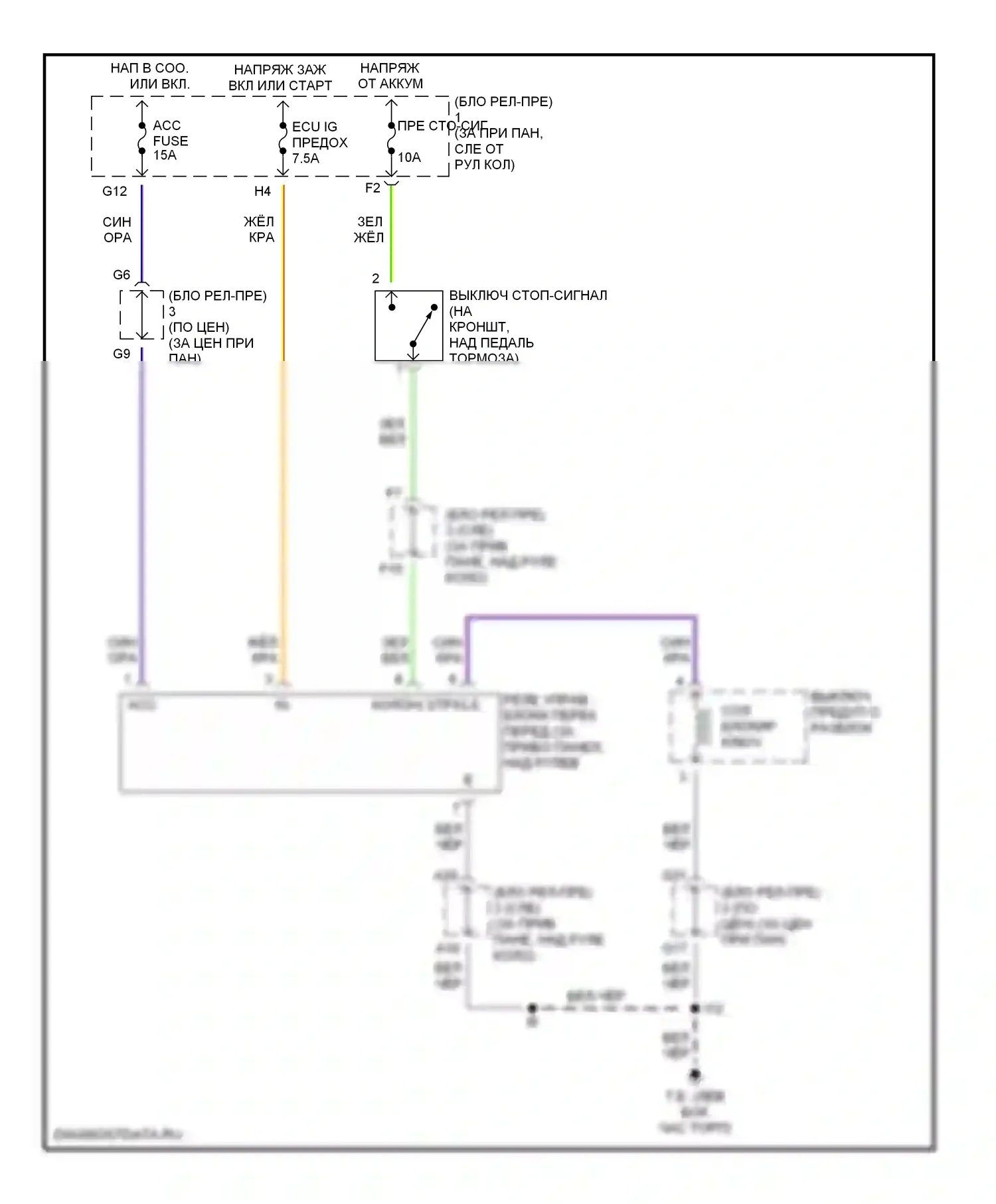 Tacoma Toyota I рестайлинг (2000-2004): Электросхема блокировки селектора 