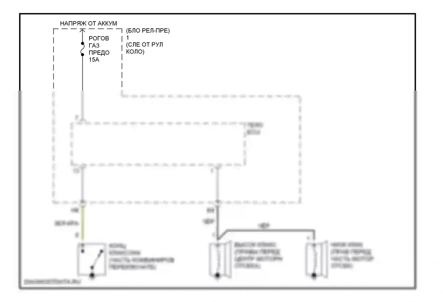Tacoma Toyota I рестайлинг (2000-2004): Электросхема клаксона 