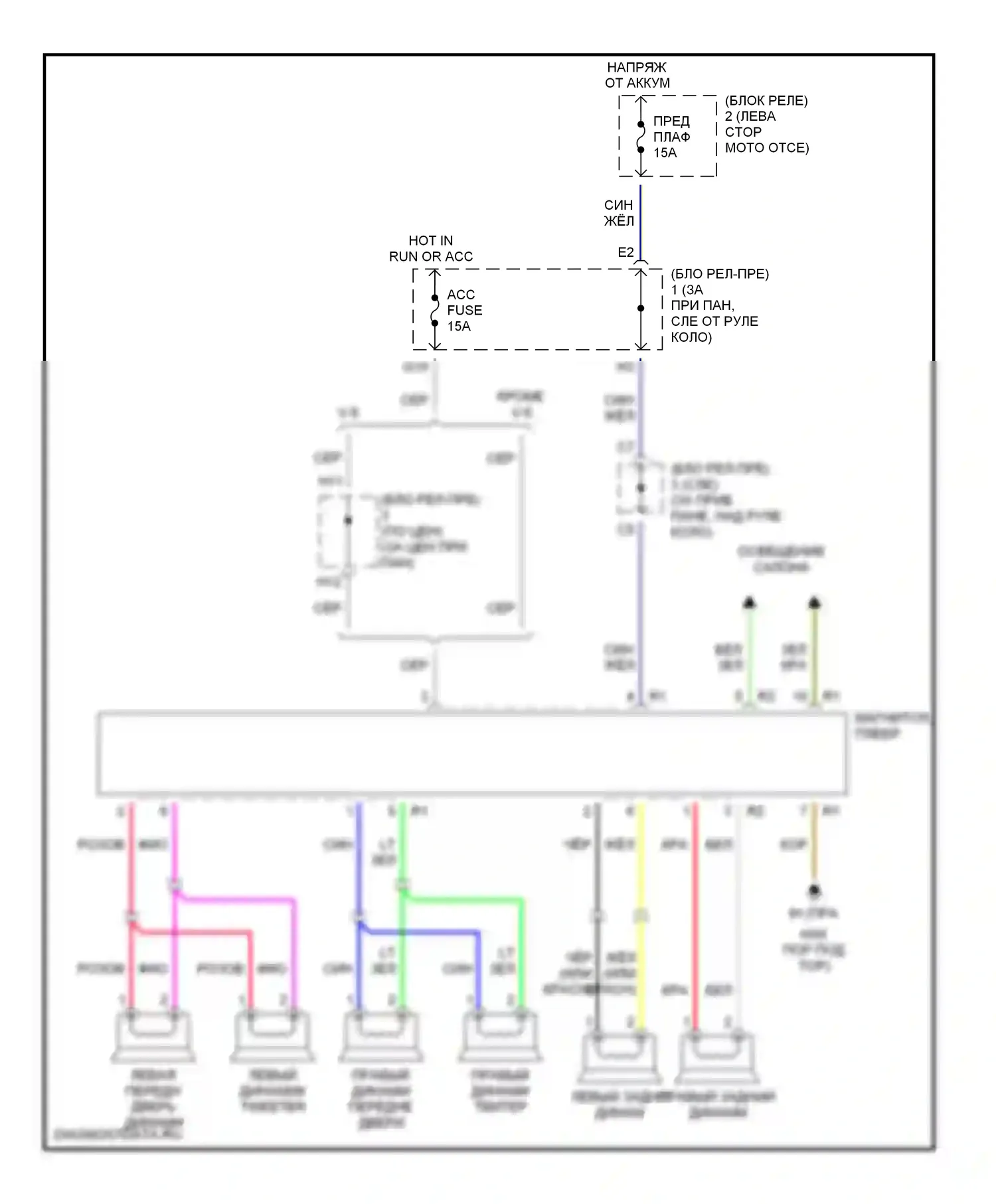 Tacoma Toyota I рестайлинг (2000-2004): Магнитола электросхем 