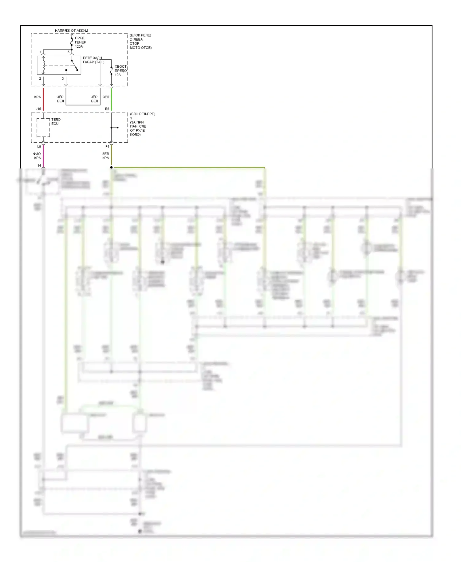 Tacoma Toyota I рестайлинг (2000-2004): Электросхема подсветки приборной панели 