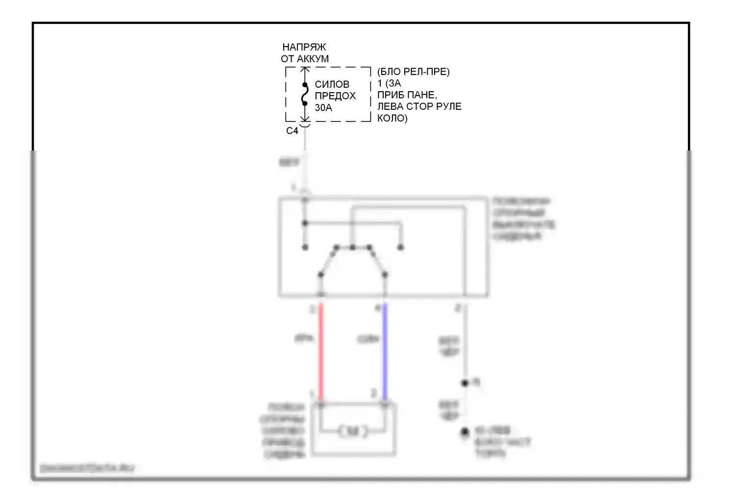 Tacoma Toyota I рестайлинг (2000-2004): Электросхемы силового сиденья 