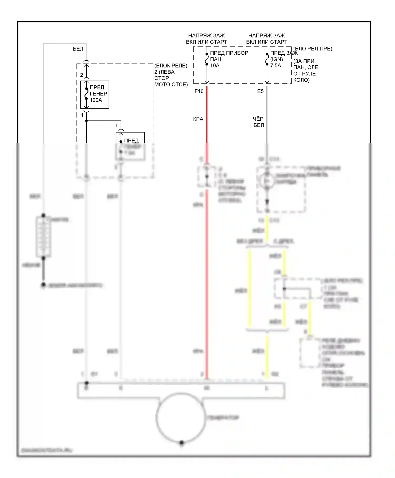 Tacoma Toyota I рестайлинг (2000-2004): Электросхема генератора 