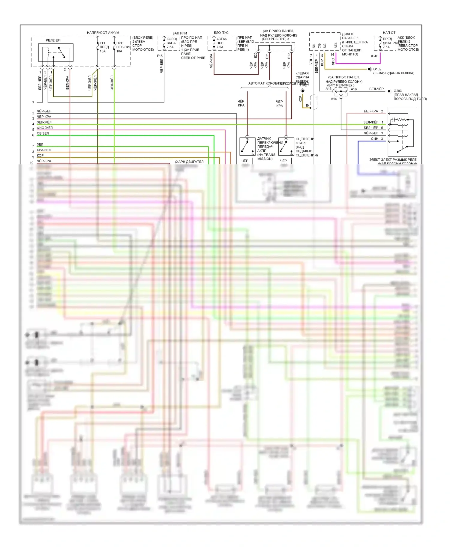 Tacoma Toyota I (1995-2000): Электросхема двигателя 3.4ls (2 из 3) 
