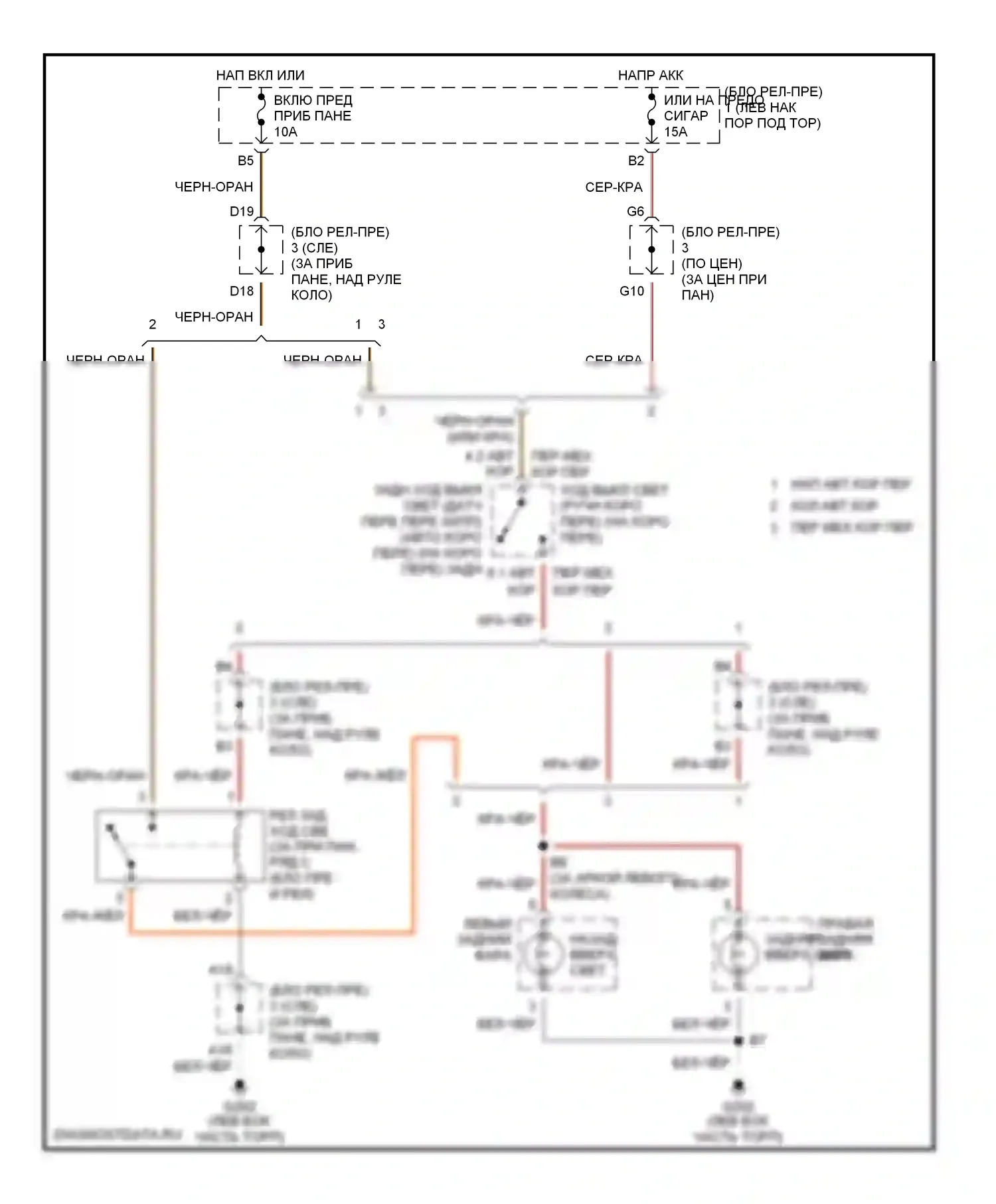 Tacoma Toyota I (1995-2000): Электросхема фонарей заднего хода 