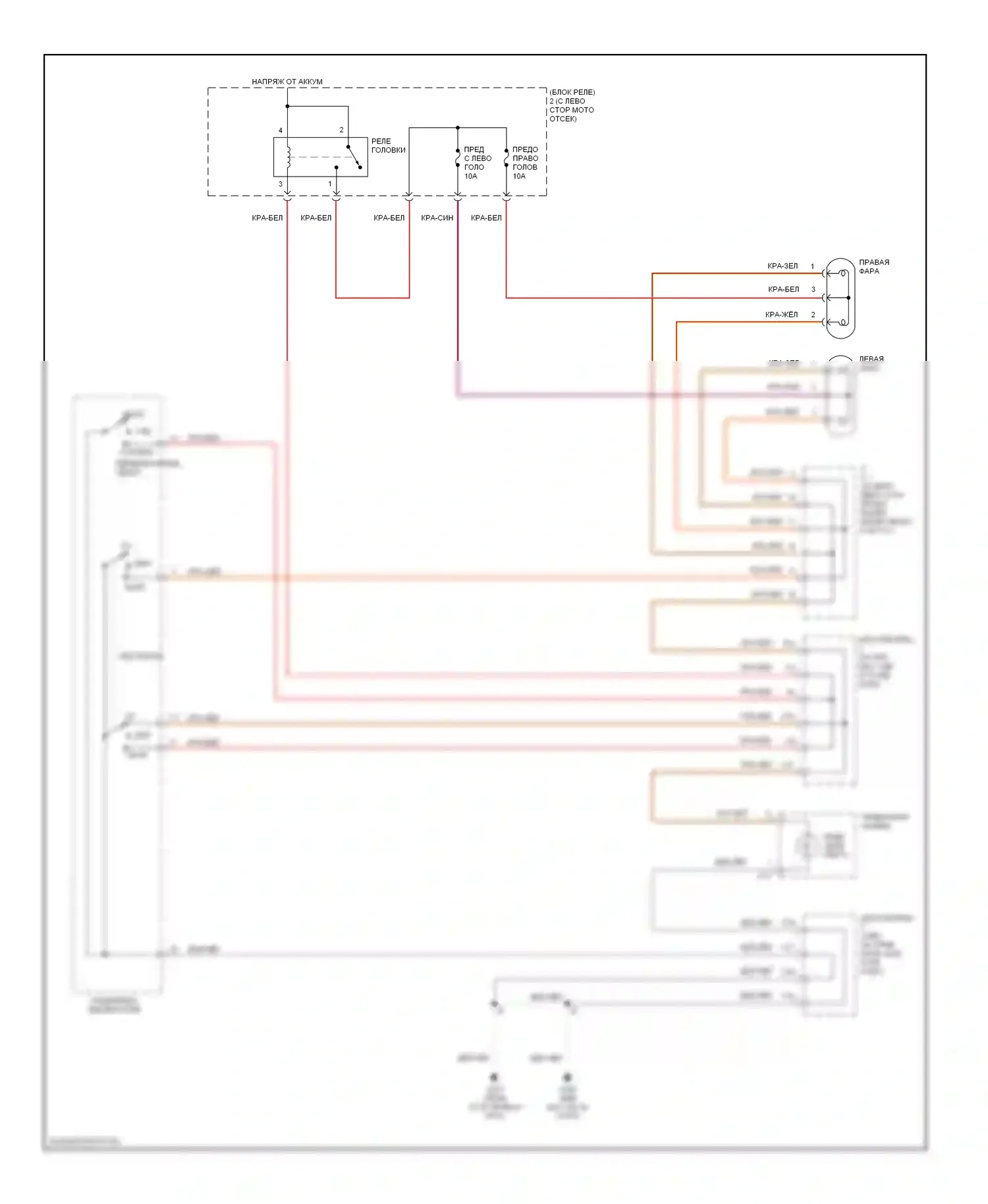 Tacoma Toyota I (1995-2000): Электросхема фар, без дрели 