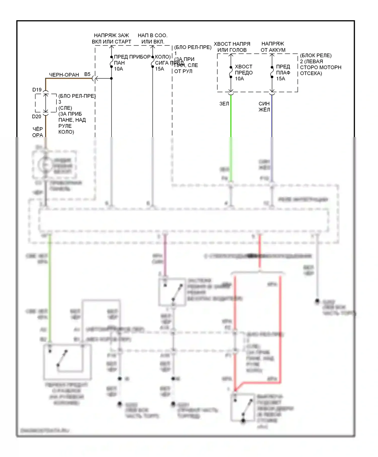 Tacoma Toyota I (1995-2000): Электросхемы системы оповещения 