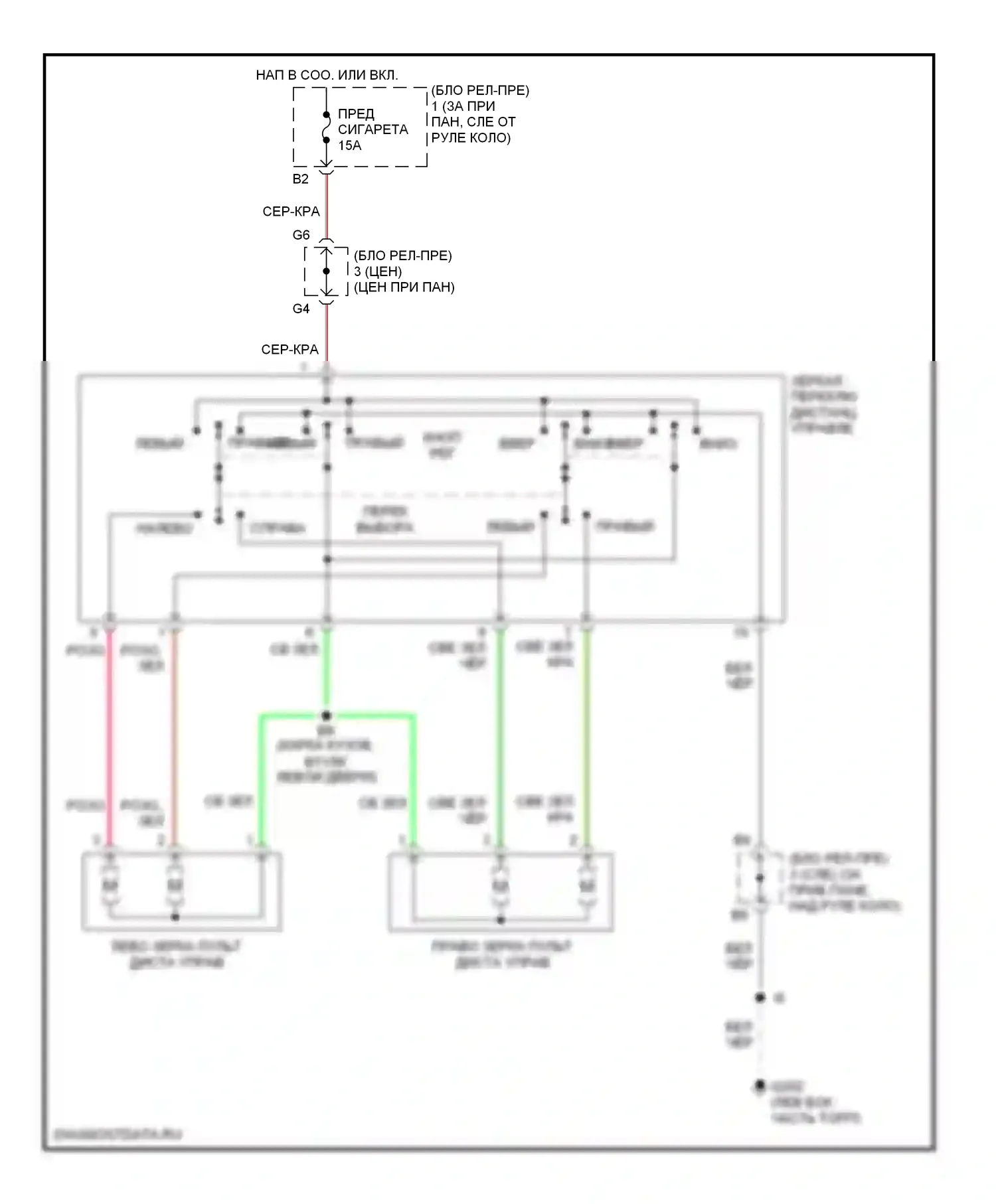 Tacoma Toyota I (1995-2000): Электросхема силового зеркала 