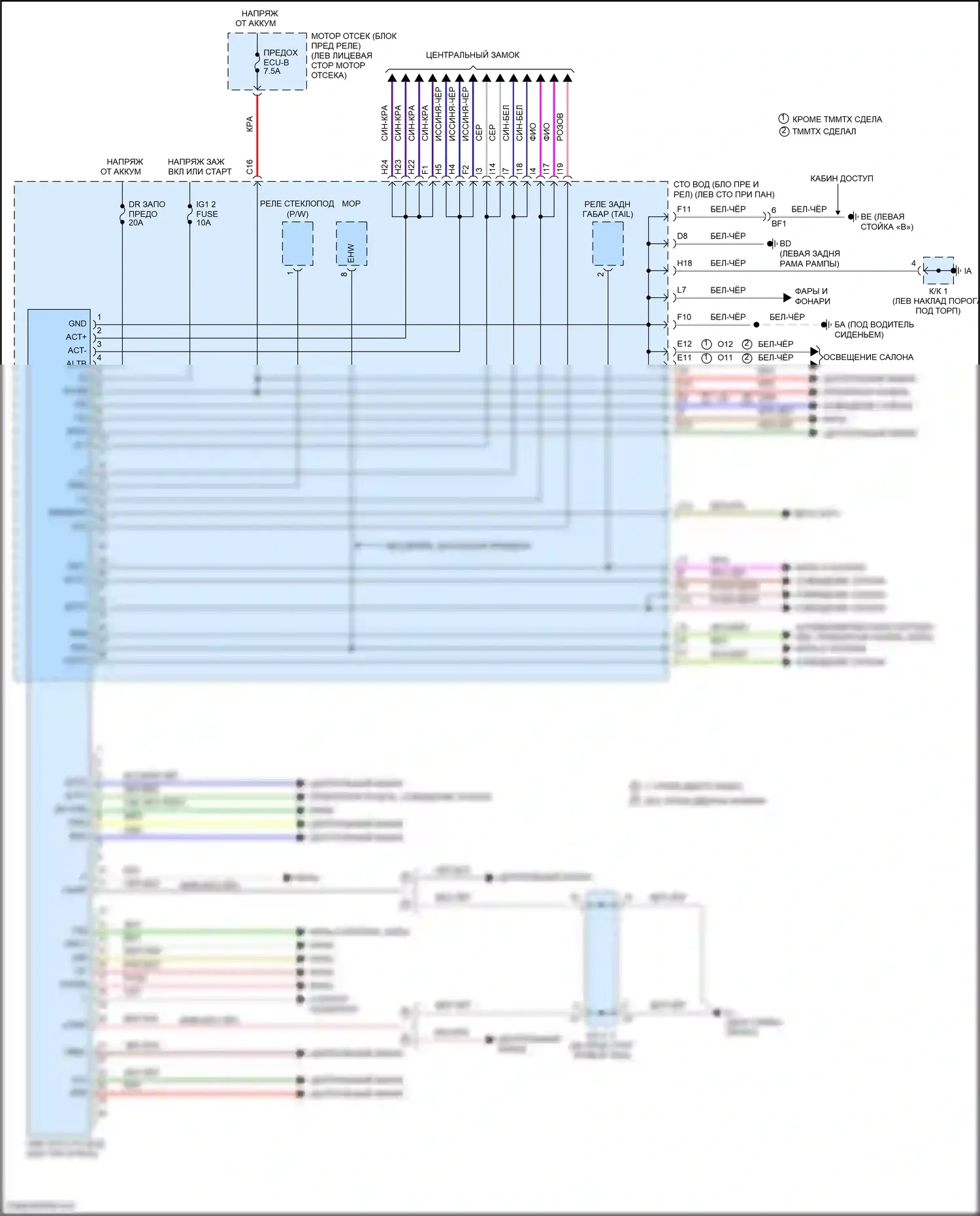 Tacoma Toyota II рестайлинг (2011-2015): Электросхема блоков управления кузовом 