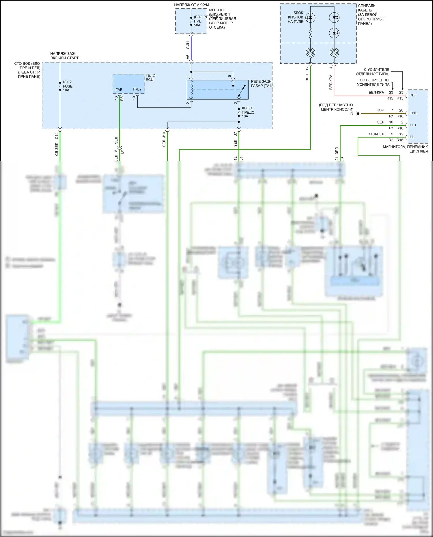 Tacoma Toyota II рестайлинг (2011-2015): Электросхема подсветки приборной панели 