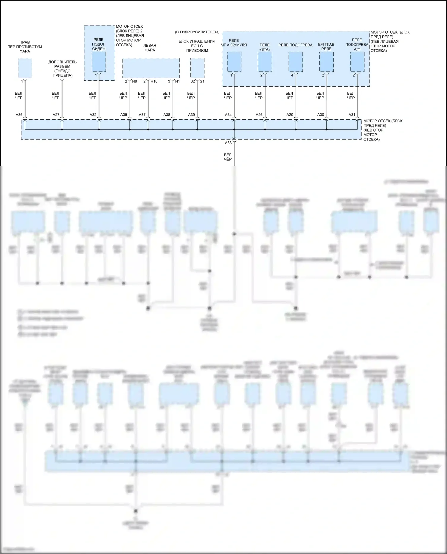 Tacoma Toyota II рестайлинг (2011-2015): Электросхема точек подключения масс (4 из 4) 