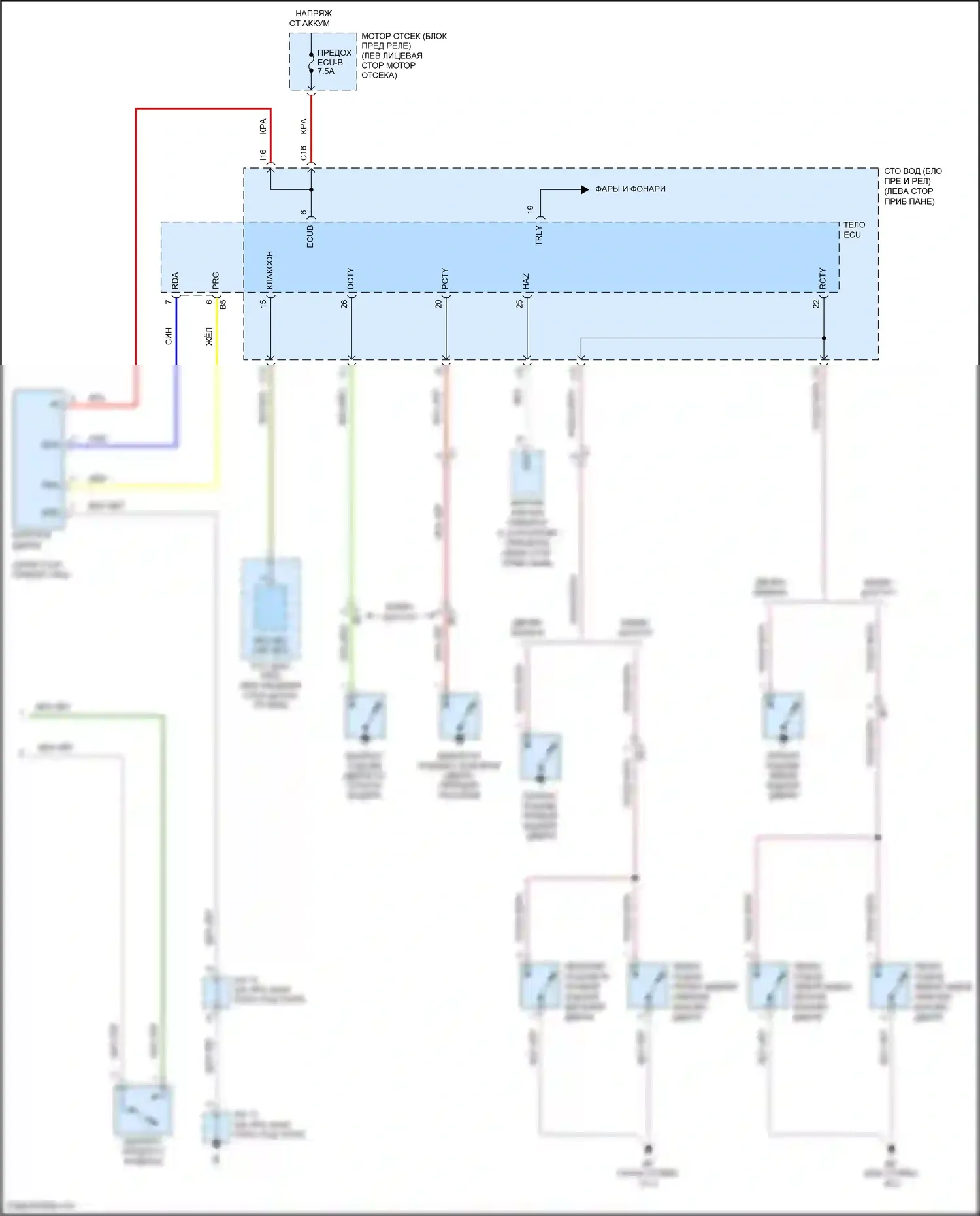Tacoma Toyota II рестайлинг (2011-2015): Электросхема центрального замка, с бесключевым доступом (2 из 2) 