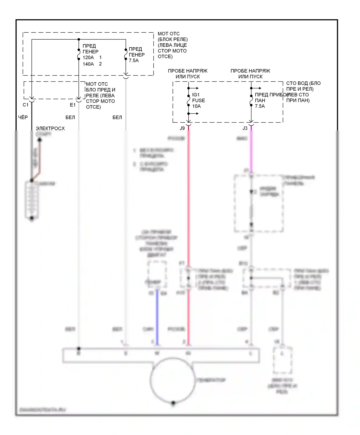Tacoma Toyota II (2004-2011): 2.7l, электросхема генератора 