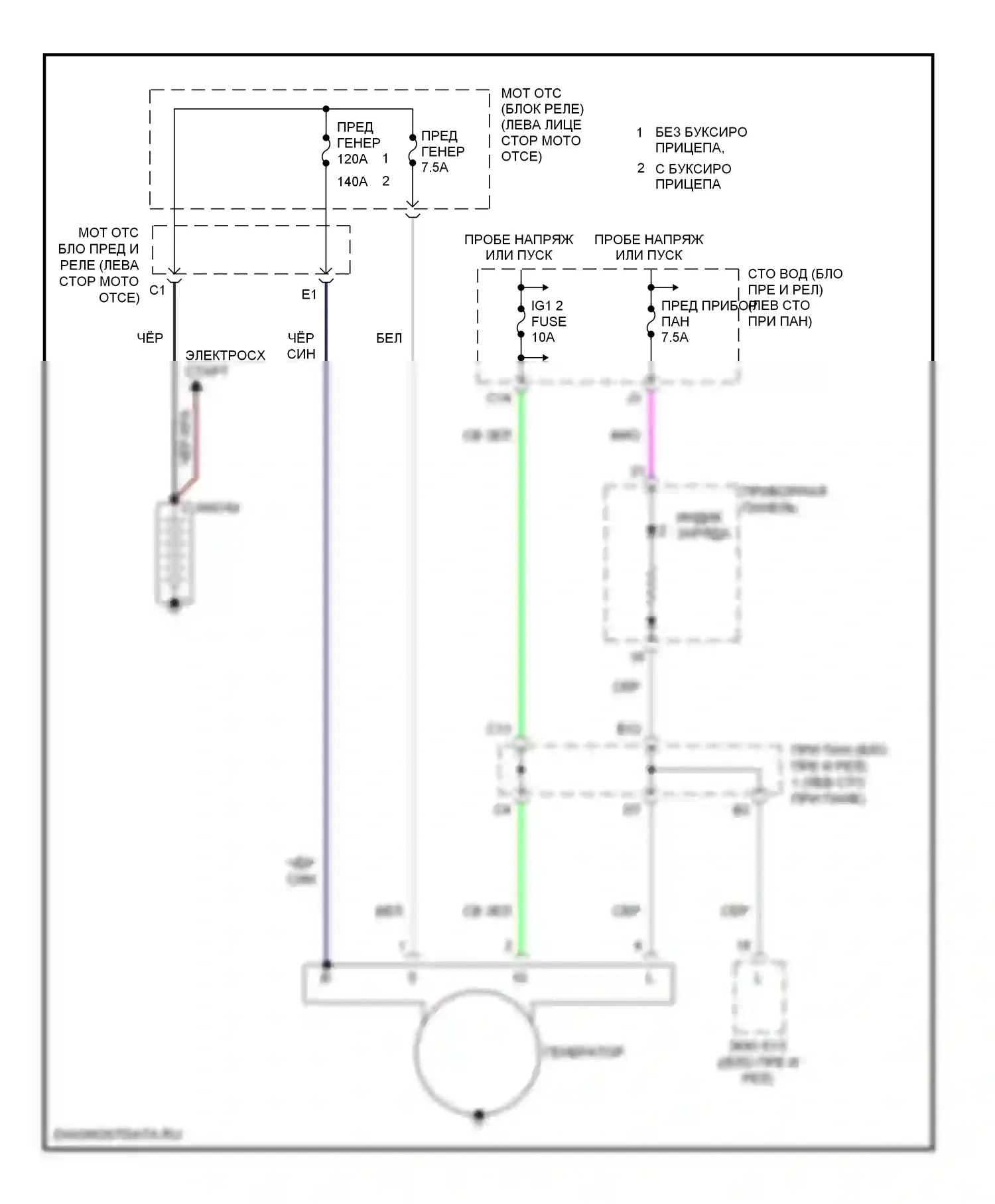 Tacoma Toyota II (2004-2011): 4.0l, электросхема генератора 