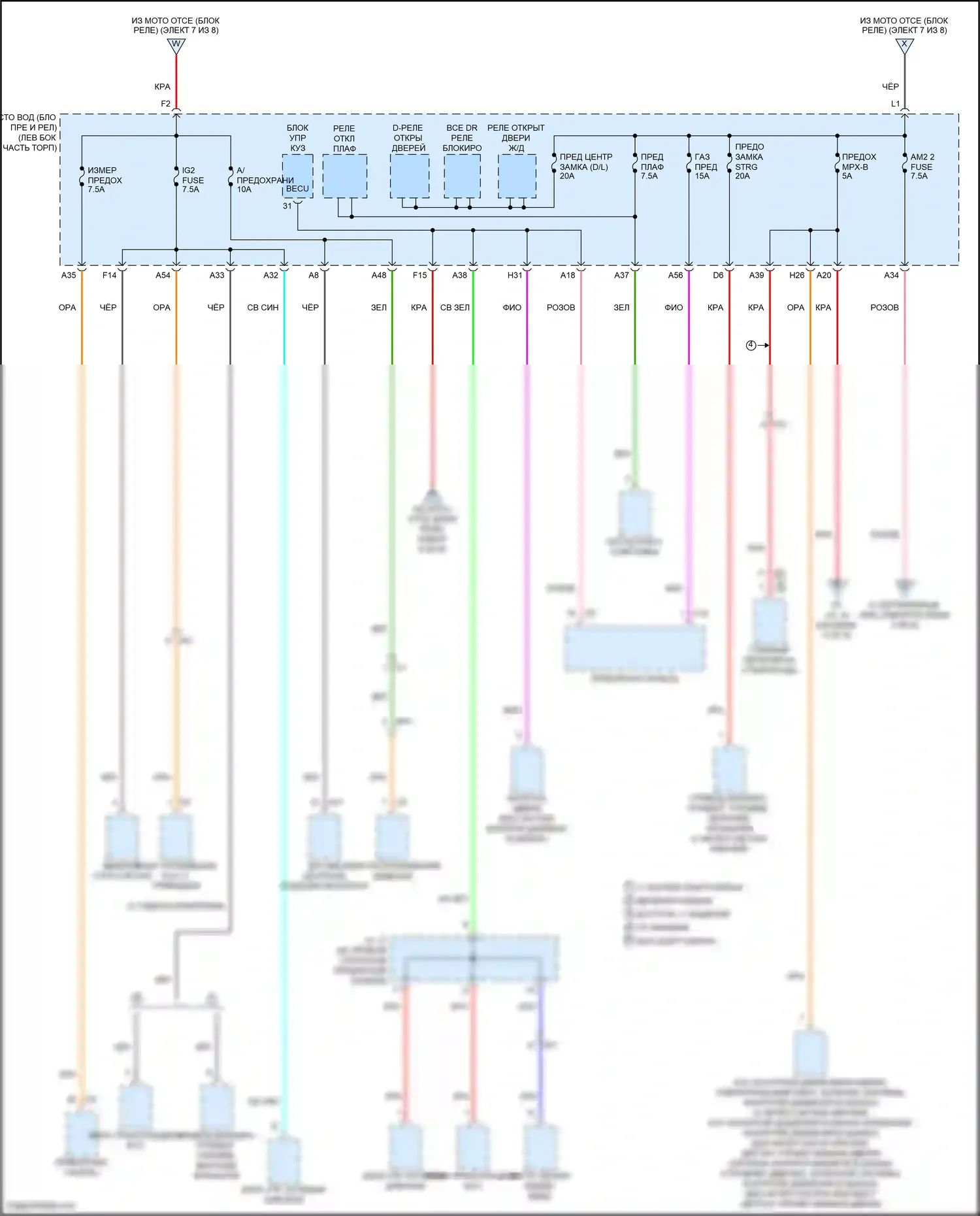 Tacoma Toyota III (2015-2023): Электросхема блока предохранителей реле (2 из 8) 