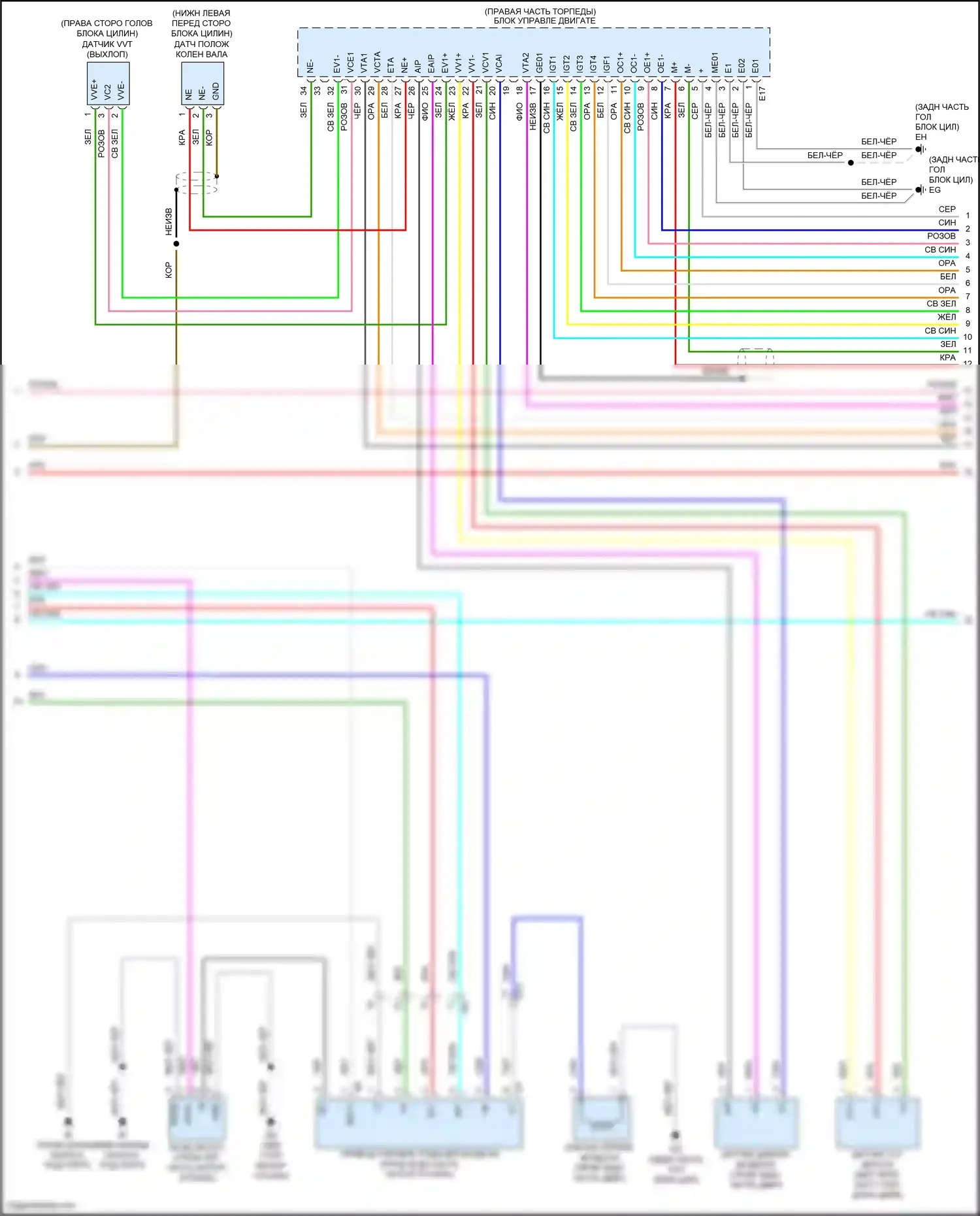 Tacoma Toyota III (2015-2023): Электросхема двигателя 2.7л (5 из 7) 