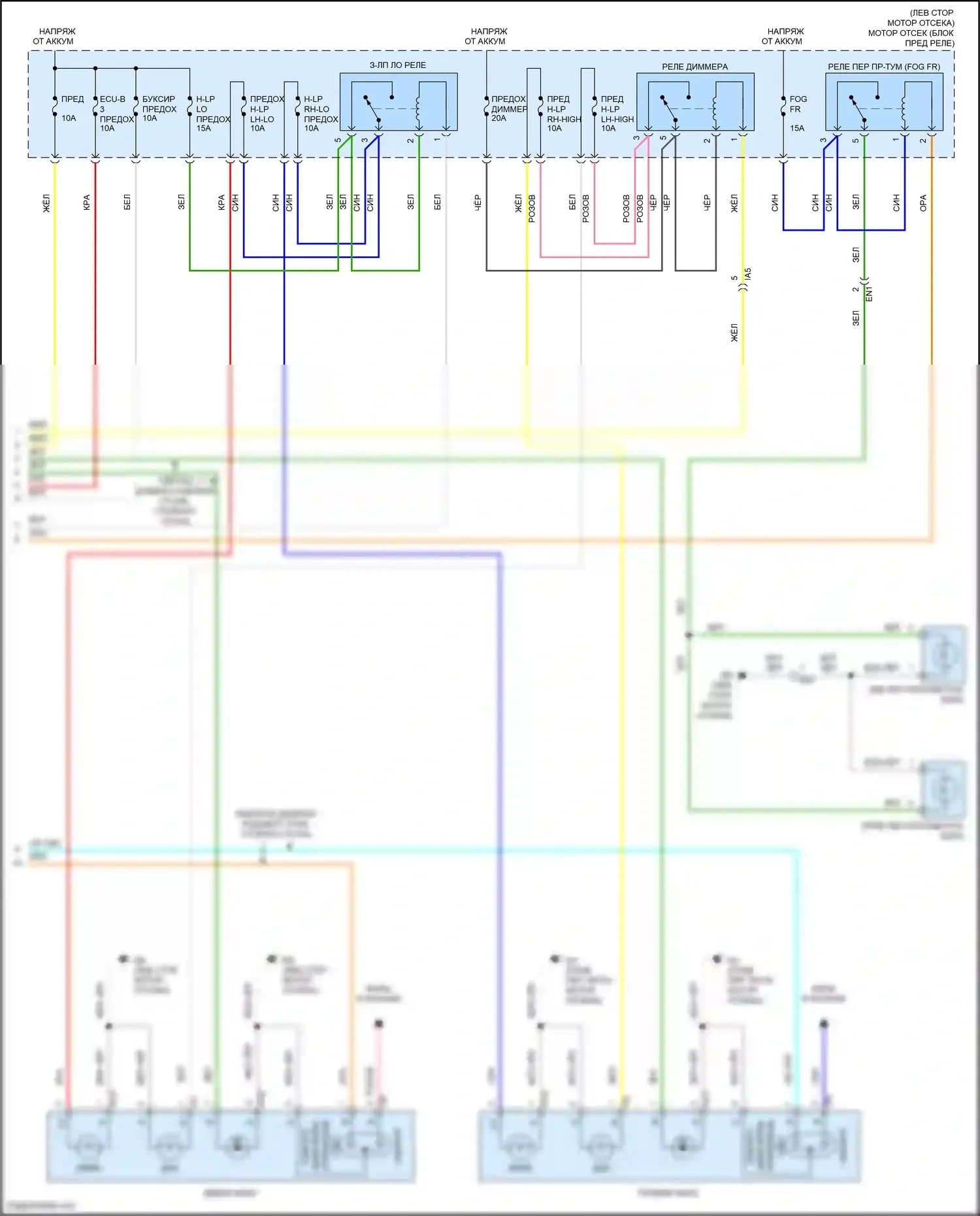 Tacoma Toyota III (2015-2023): Электросхема фар (2 из 2) 