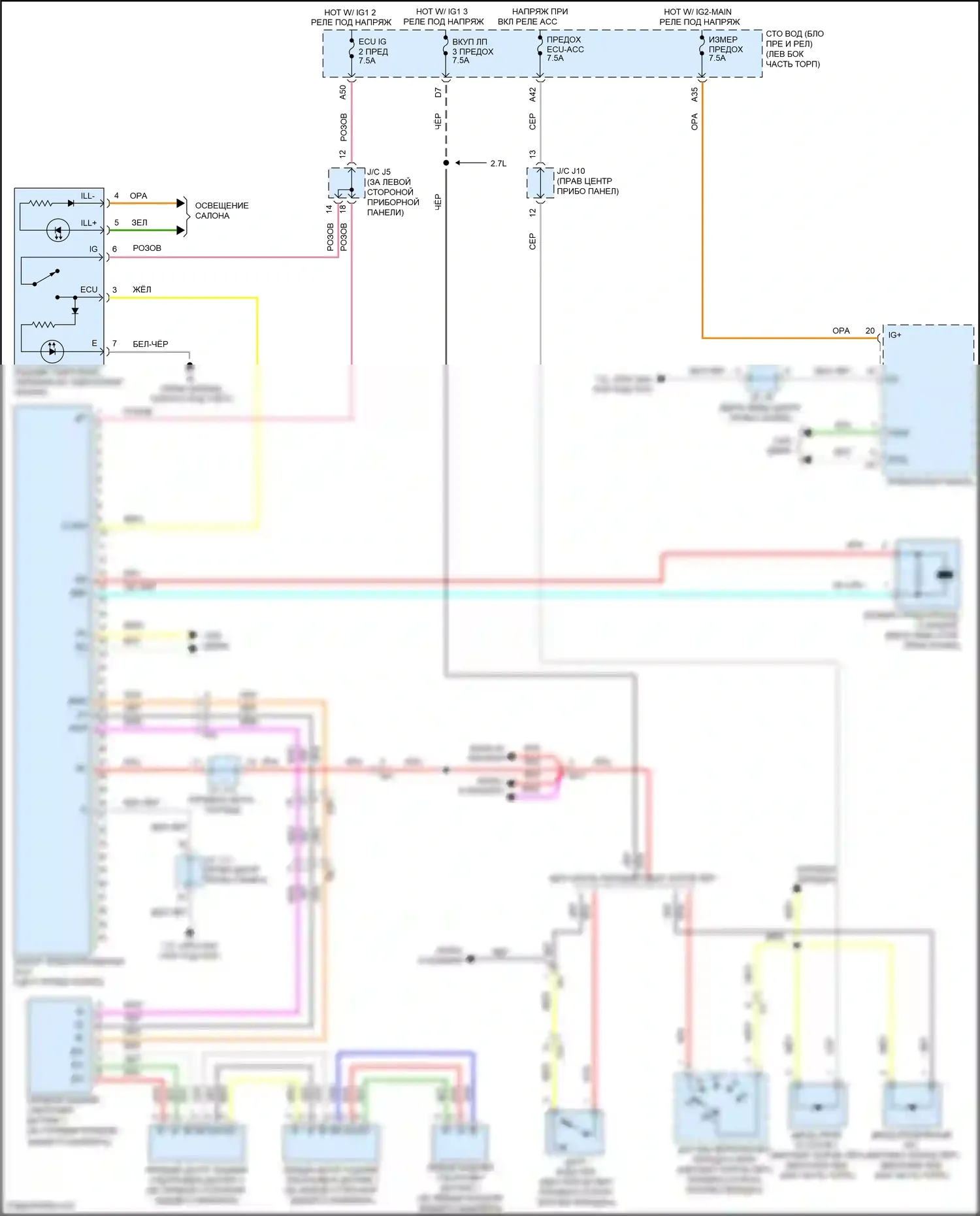 Tacoma Toyota III (2015-2023): Электросхема парктроника 